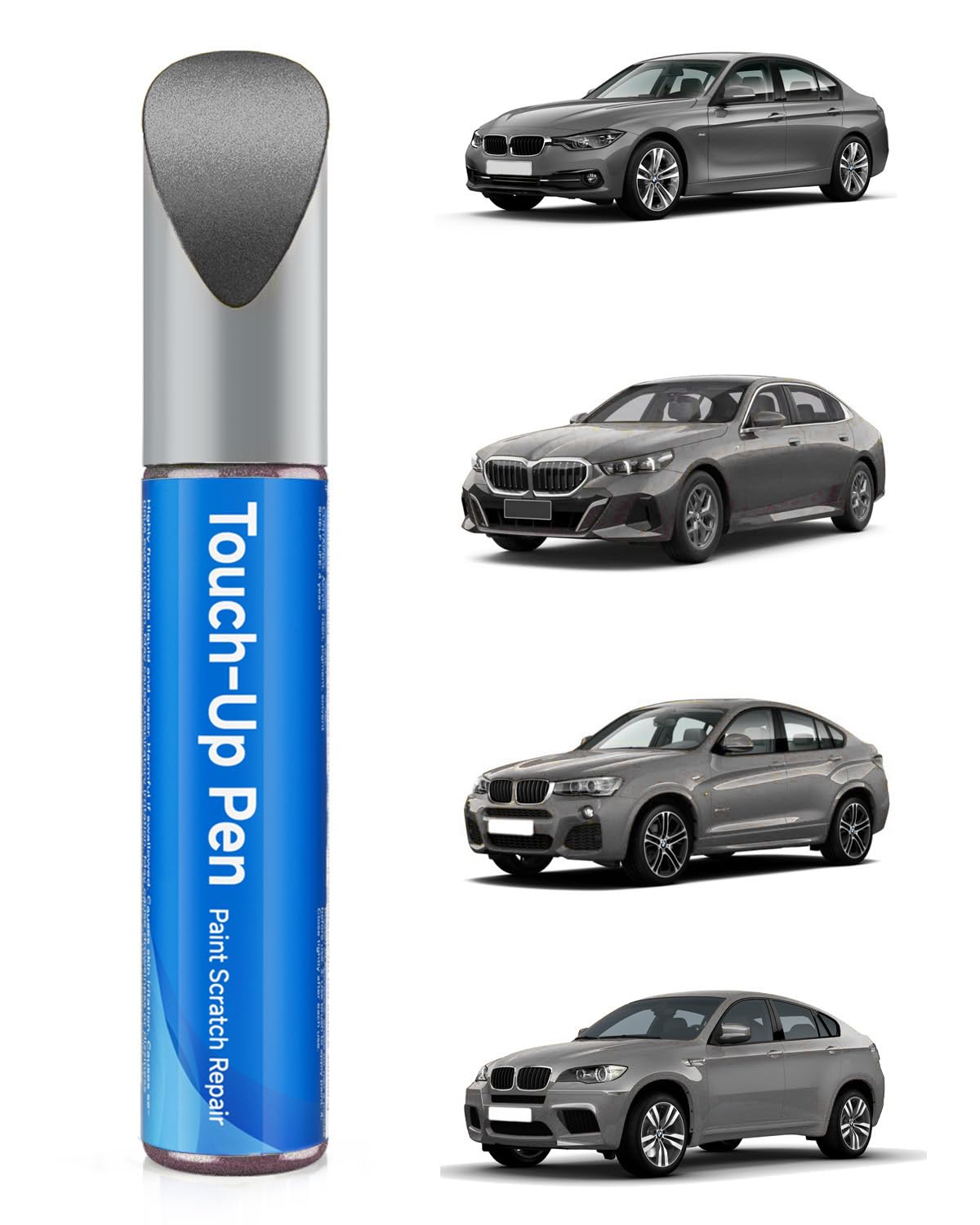 TESLAUNCH Touch Up Paint for BMW, Automotive Black Car Paint Pen Scratch Repair (Single Pen, Skyscraper Grey Metallic(C4W/C54) f