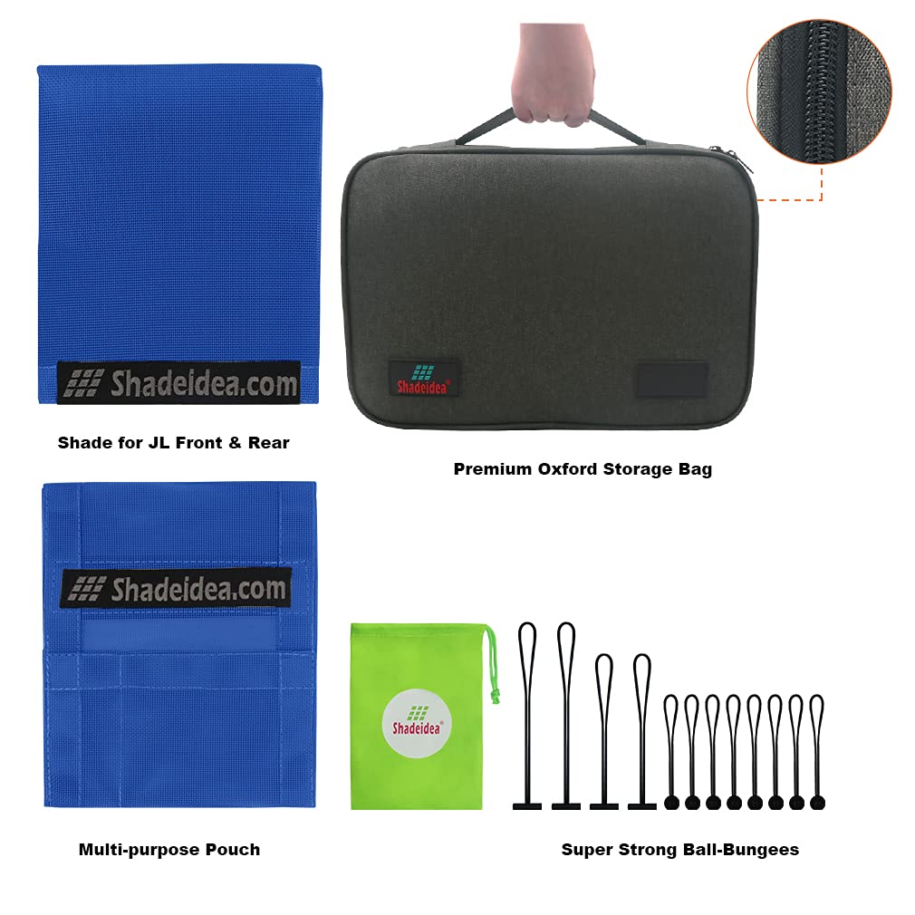 Shadeidea Top Sunshade For Jeep Wrangler Sun Shade Top Jl 2 Door (2018-2023) Sun Shade Front And Rear - Blue Mesh Screen Top Cov