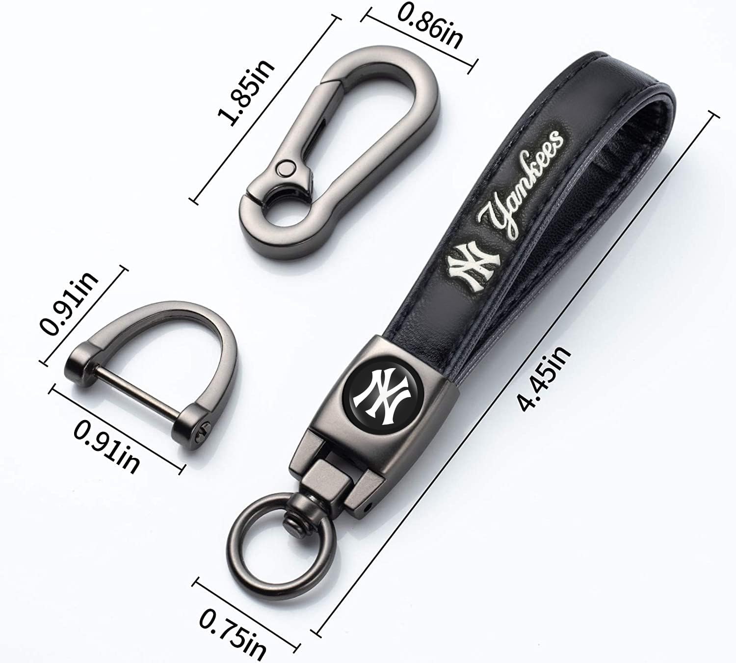 Laserswing For New York Yankees Baseball Fans Car Keychain Keyring Accessories, Leather Car Key Chain Replacement For Key Fob Ho