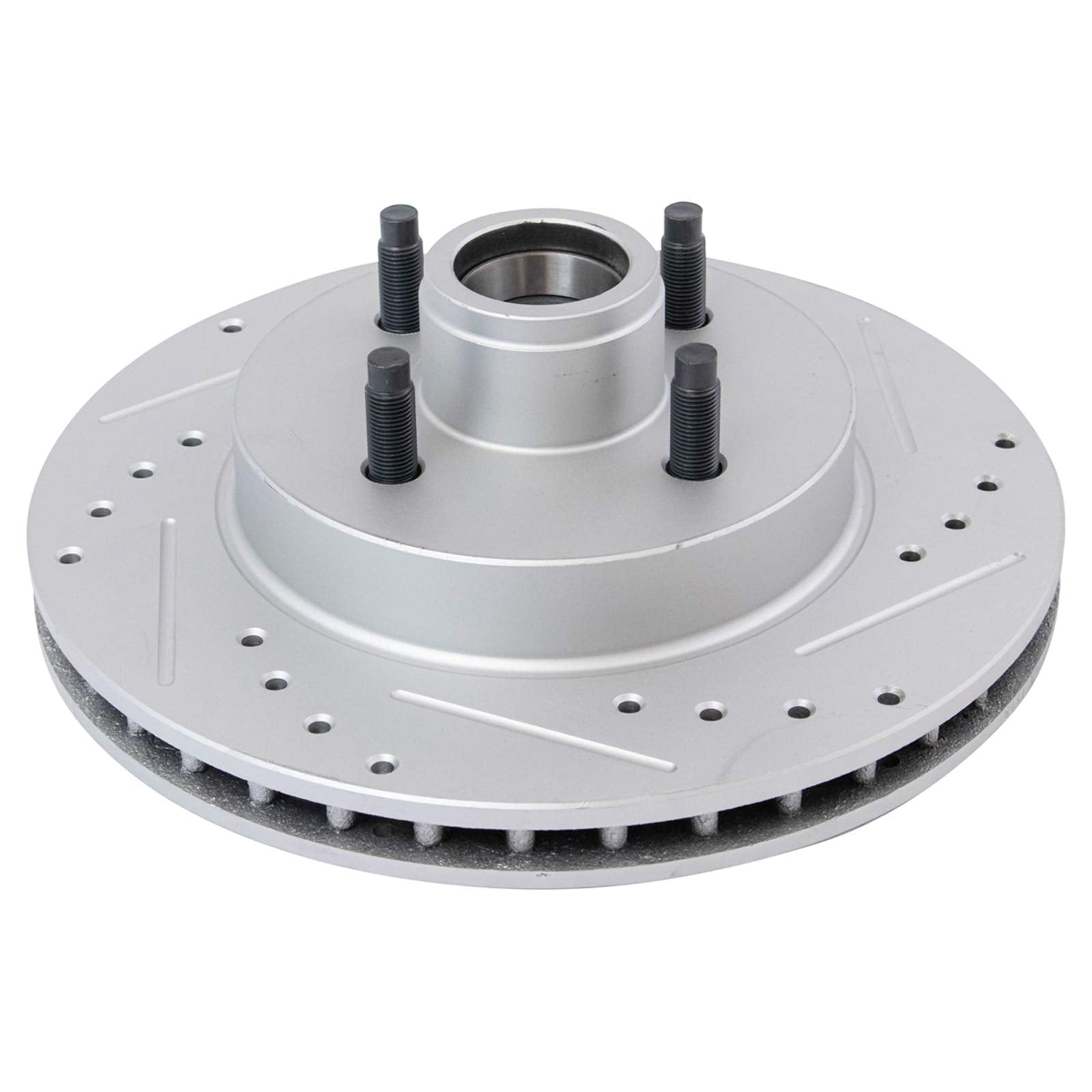 Trq Front Performance Brake Rotors Set Vented Premium G-Coated Cross Drilled & Slotted Compatible With 1987-1993 Ford Mustang