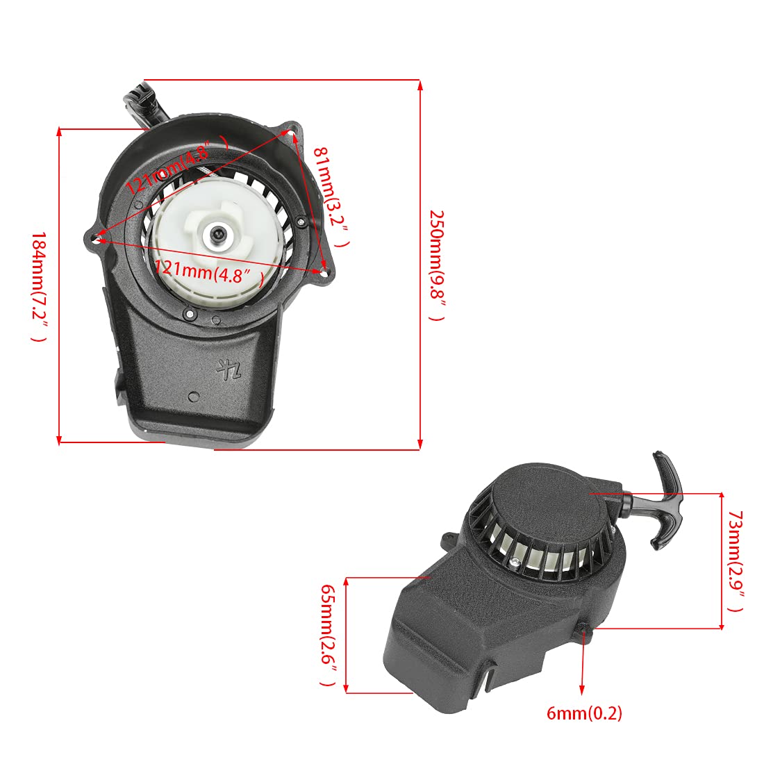 Fvrito Alloy Easy Pull Recoil Start Starter Ignition Coil For 2 Stroke Engine 47Cc 49Cc 50Cc Syx Taotao Coolster Ssr Mototec Chinese Mini Atv Quad 4 Wheeler Go Kart Pit Dirt Pocket Bike Motor Black