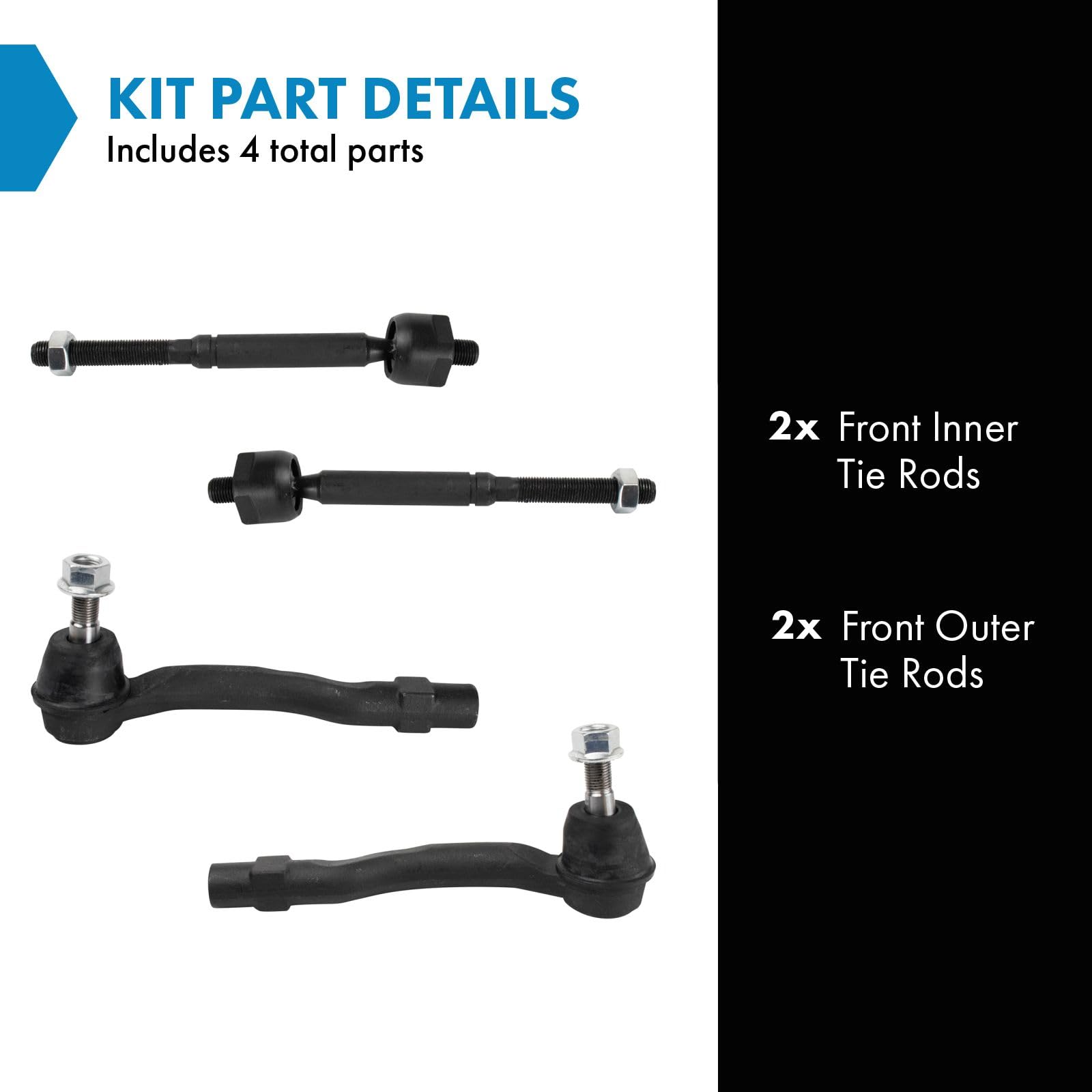 Trq Front Tie Rod Set Compatible With 2014-2018 Mazda 3 2014-2017 6