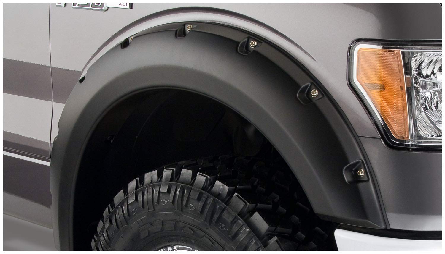Bushwacker Pocket/Rivet Style Front Fender Flares | 2-Piece Set, Black, Smooth Finish | 20079-02 | Fits 2009-2014 Ford F-150 (Excludes Raptor)