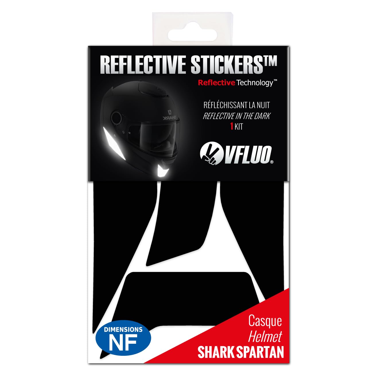 Vfluo - Kit Of Reflective Stickers - Shoei Neotecii Motorcycle Helmet - Approved Stripes Fr - 3M Technology - High Visibility &