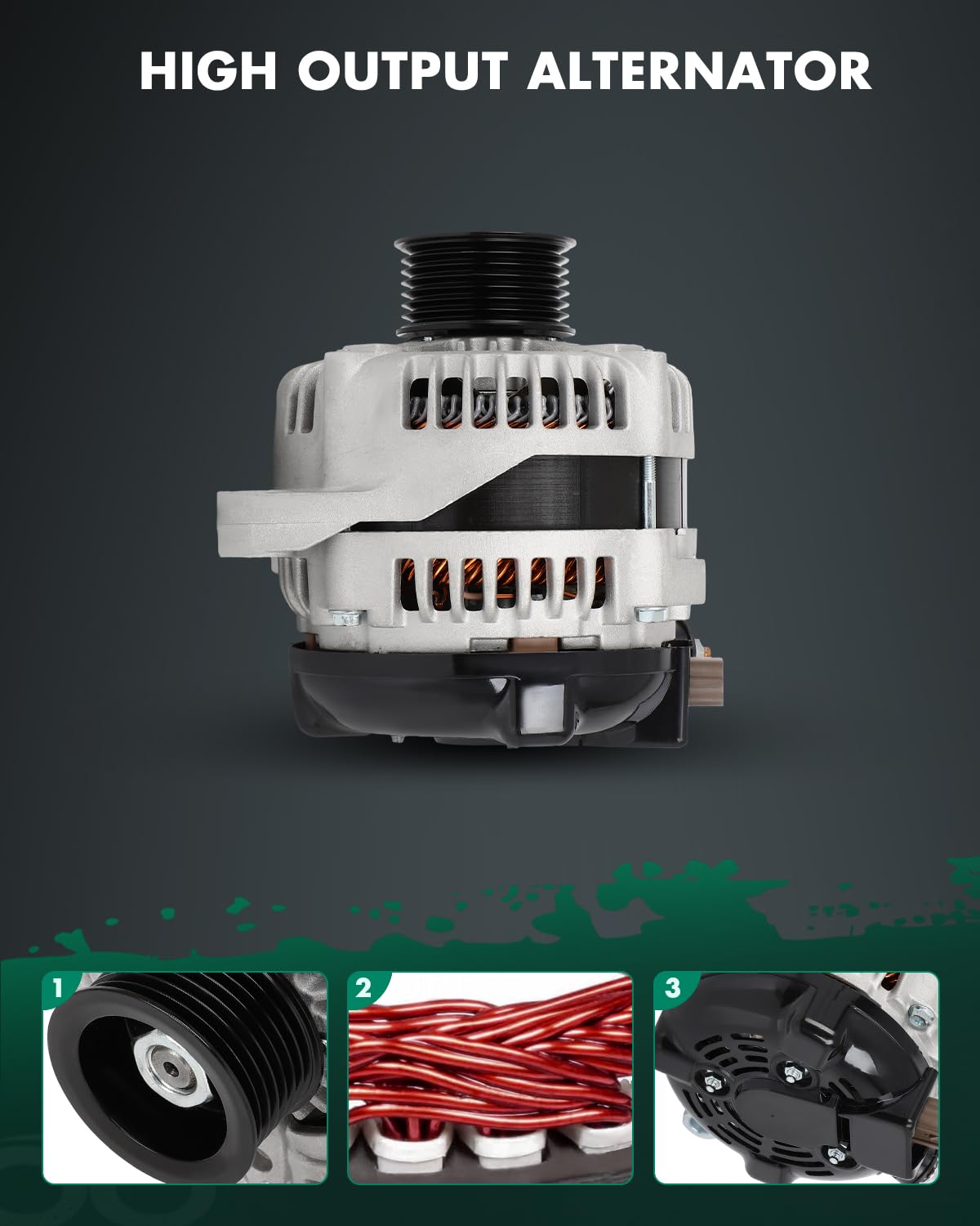 SCITOO Alternator Fits for Toyota Solara Camry 2.4L 2.4 L4 2002-2003 - 12V 80Amp CW 7-Groove Pulley, Replace OE 13958 102211-238