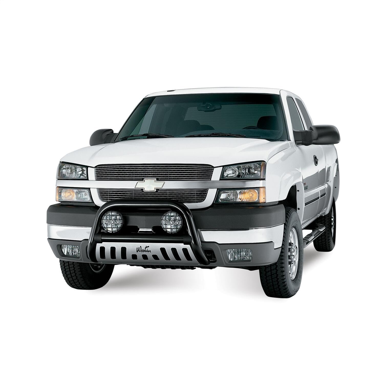 Westin 25-1955 Signature 3 Round Nerf Bars Fits 1999-2013 Silverado Sierra 1500 2001-2014 Silverado Sierra 2500 3500Hd Crew Cab Black Pair