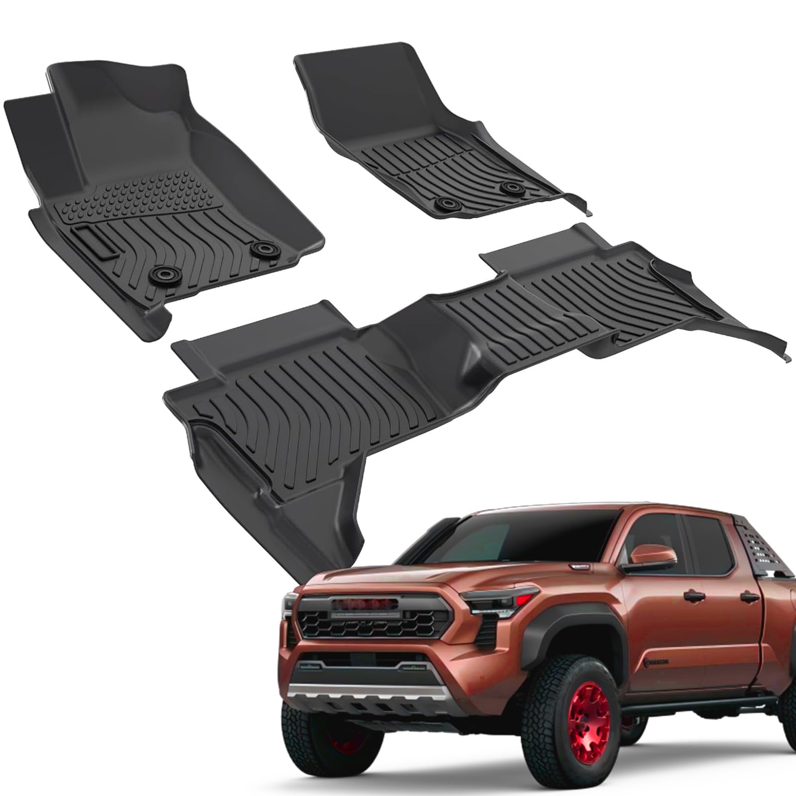Viwik Floor Mats For Toyota Tacoma 2024 2025 (Only For Double Cab) Automotive All Weather Custom Fit Floor Liner For 1St And 2Nd