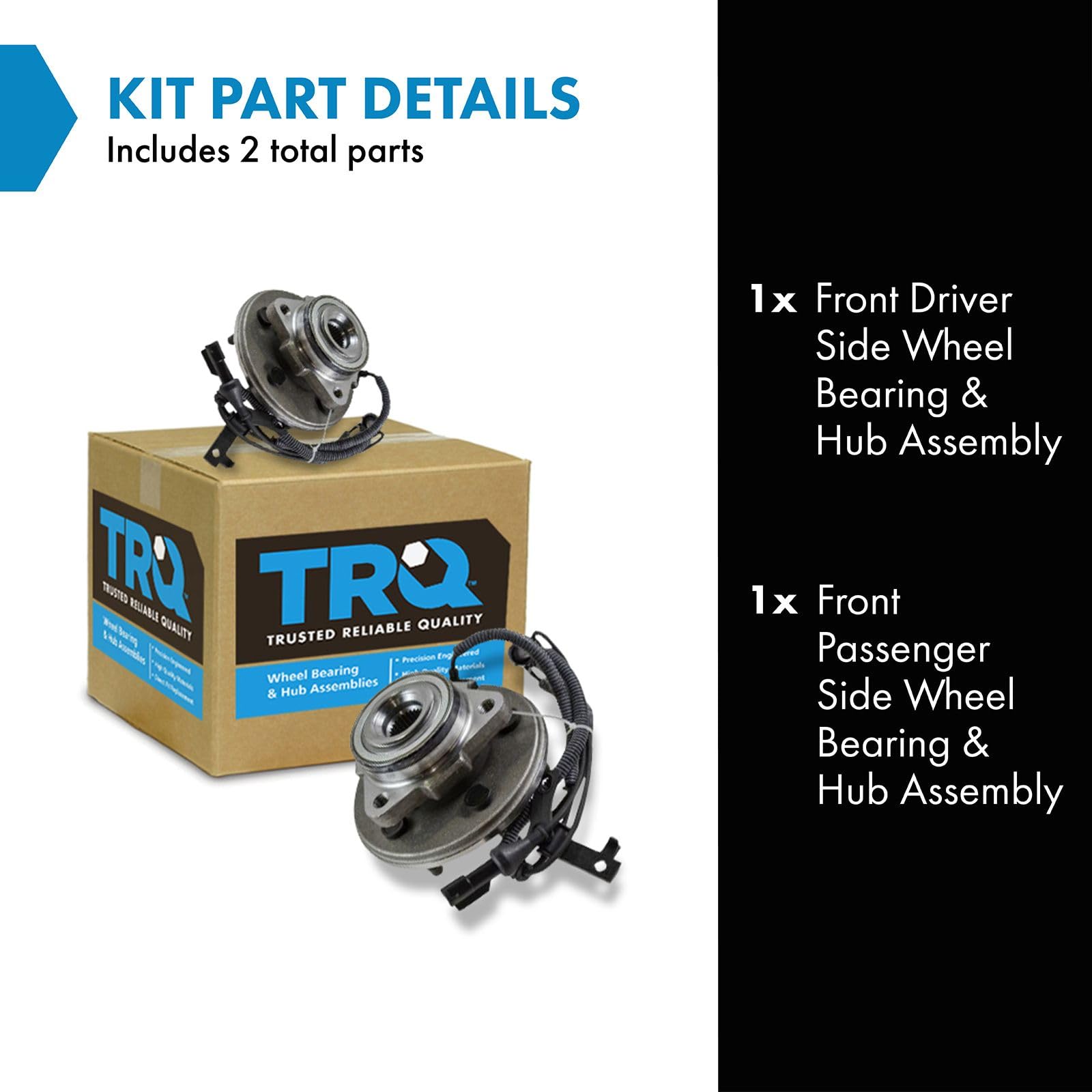 Trq Front Wheel Hub Bearings Assembly Set Compatible With 2006-2010 Ford Explorer 2007-2010 Explorer Sport Trac Mercury Mountain