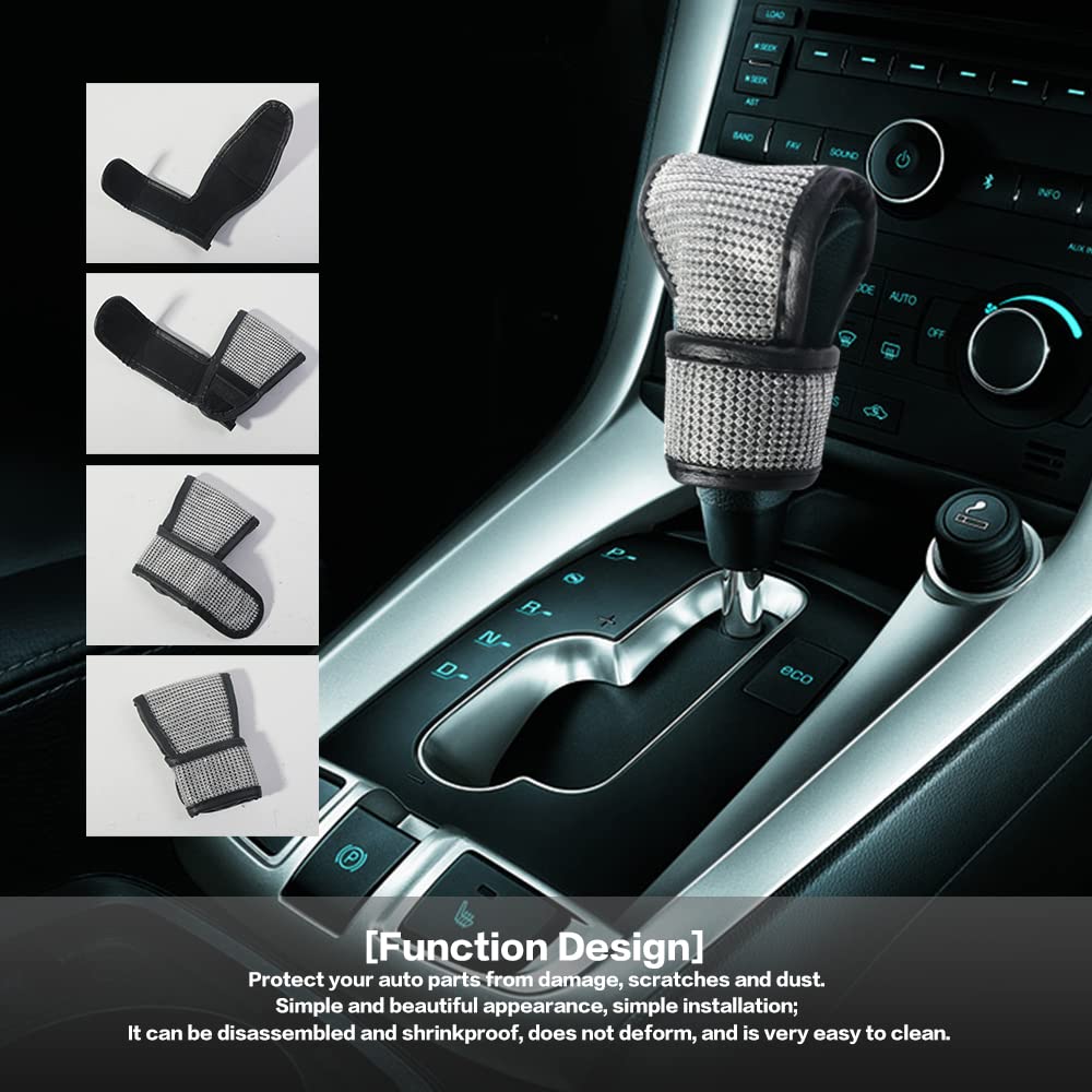 Vargtr Bling Bling Auto Gear Shift Knob Cover,Auto Shift Gear Cover With Crystal Glitter Bling Rhinestones,Car Knob Gear Stick Protector,Universal Vehicle Decoration Accessories (White)