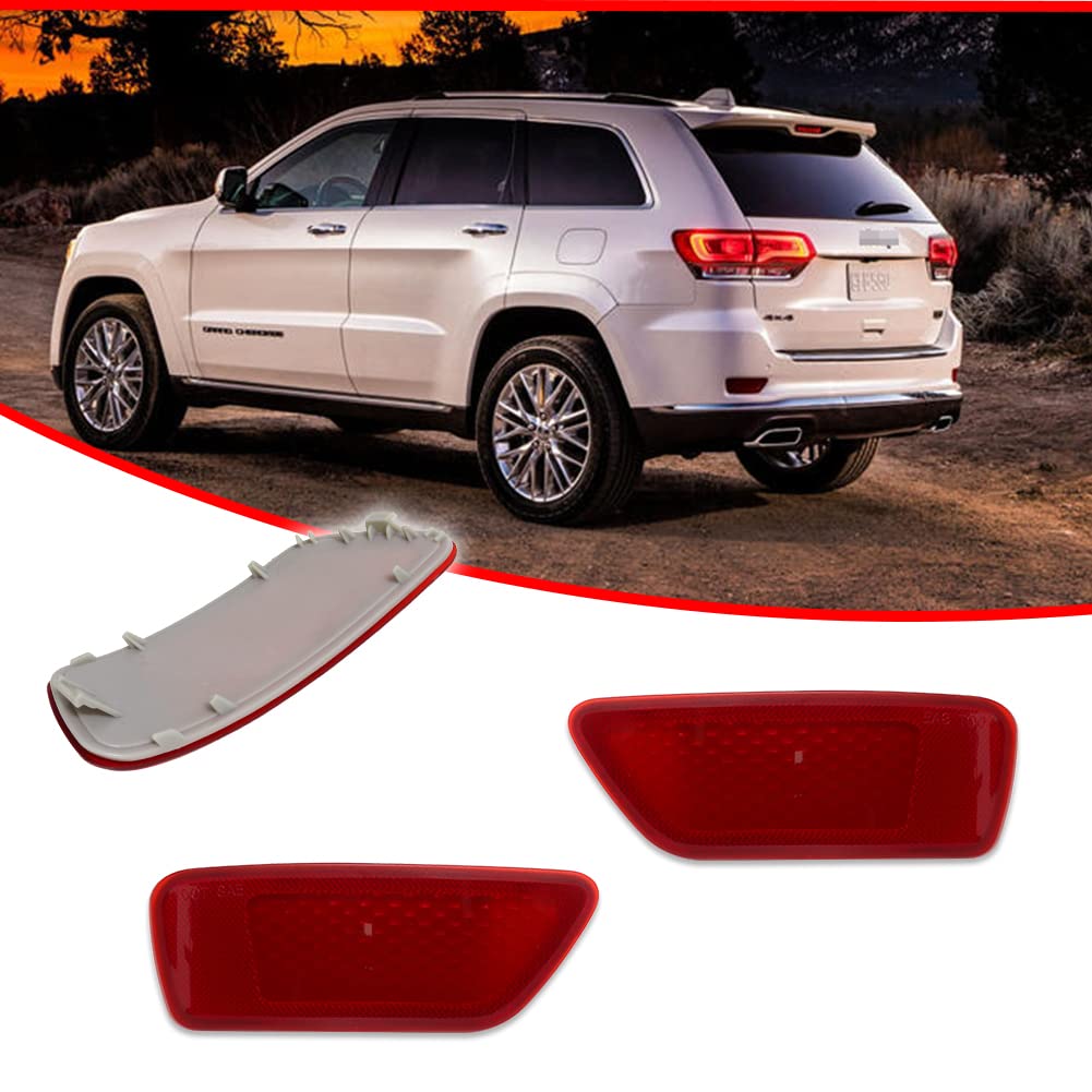 GTINTHEBOX Red Lens Rear Bumper Reflector Light Lamp Compatible with Jeep Grand Cherokee 2012-2018, Patriot 2013-2017, Compass 2
