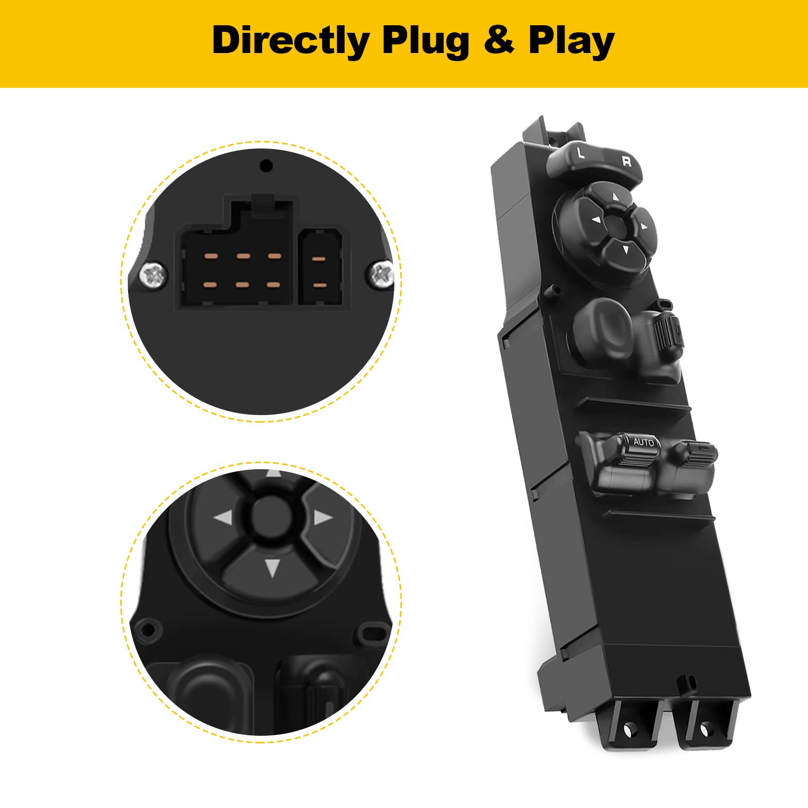 Power Window Switch Driver Side Power Window Master Control Switch Fits for Dodge 2001-2004 Dakota Club Cab 2001-2004 Dakota Regular Cab 2002 for Ram 1500 Truck Regular Cab Replace 56045538AB