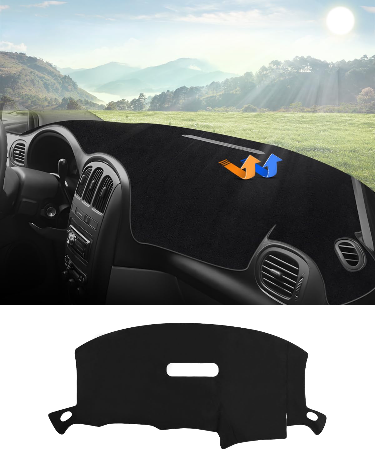 Autorder Dashboard Cover Mat For 2001-2007 Dodge Caravan/Grand Caravan/Chrysler Town Country Accessories Dash Cover Flannel Dash