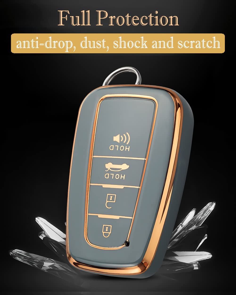 Cacacar For Toyota Camry Rav4 Key Fob Cover,For Highlander Avalon Gt86 Key Fob Case Premium Soft Tpu 360 Degree Protector Holder