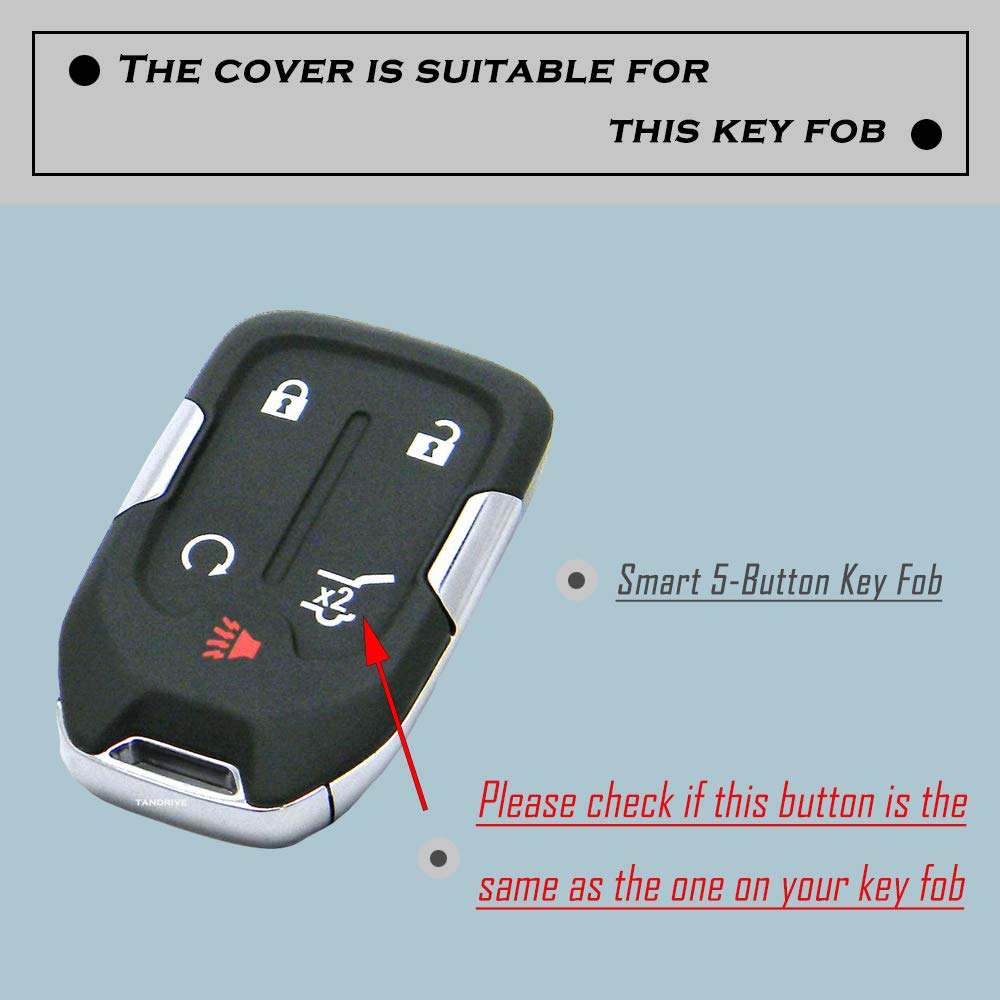 Tandrive Key Fob Cover For 2024-2017 Gmc Acadia Terrain Denali, Sierra Chevy Silverado, Silicone, Black And Red
