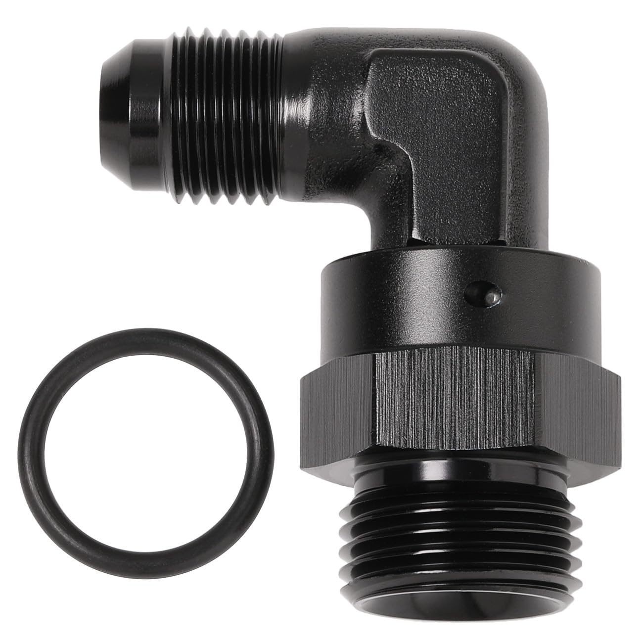 Podavelle 6An Male Flare To 8An -8 Orb O-Ring Boss 90 Degree Swivel Fitting Adapter Aluminum Black