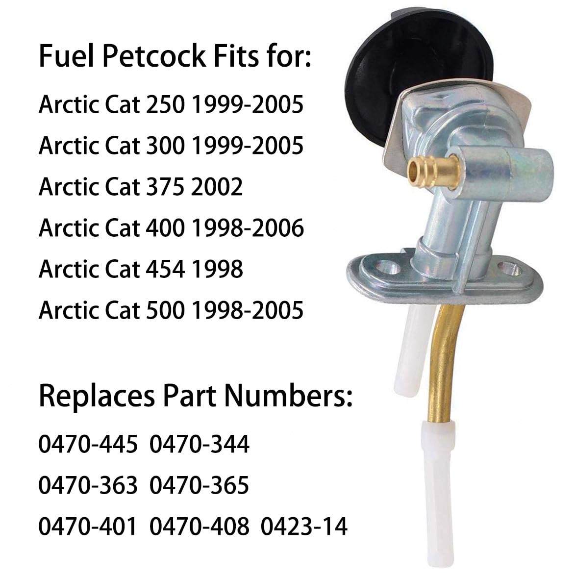 Earlyred Fuel Shut Off Valve Petcock Tank Switch With Knob Lever Compatible With Arctic Cat Atv 250 300 375 400 454 500 0470-445 0470-344 0470-363 0470-365 0470-401 0470-408 0423-146