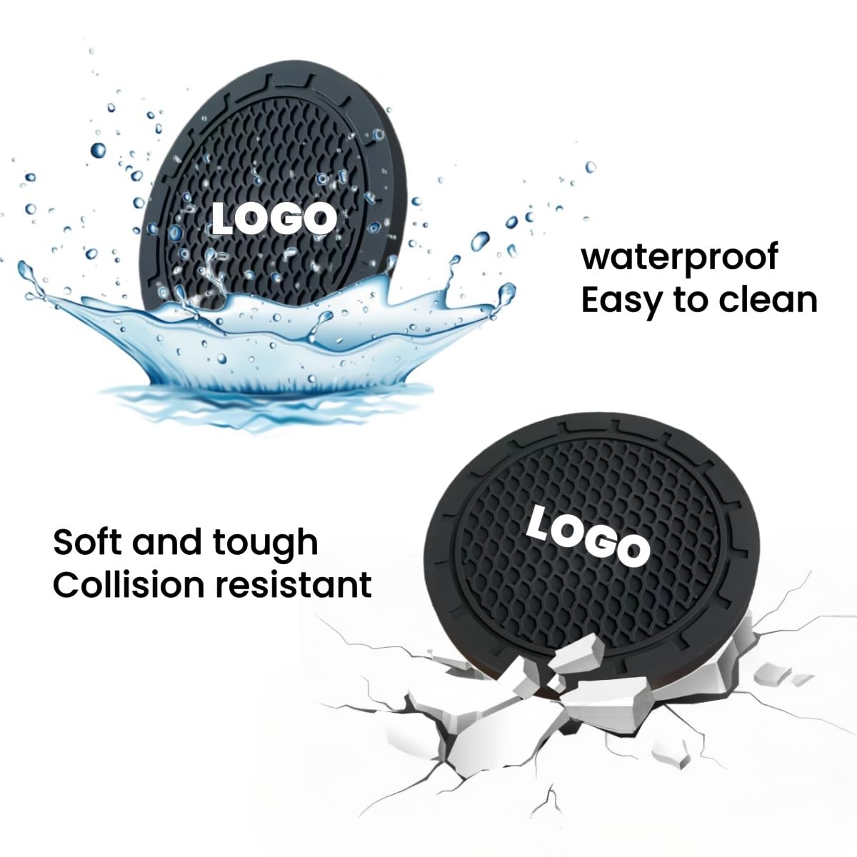 2 Pcs Black Car Cup Holder Coaster Compatible With Gt Line 2.75 Inch Silicone Anti-Slip Fashion Car Interior Accessories