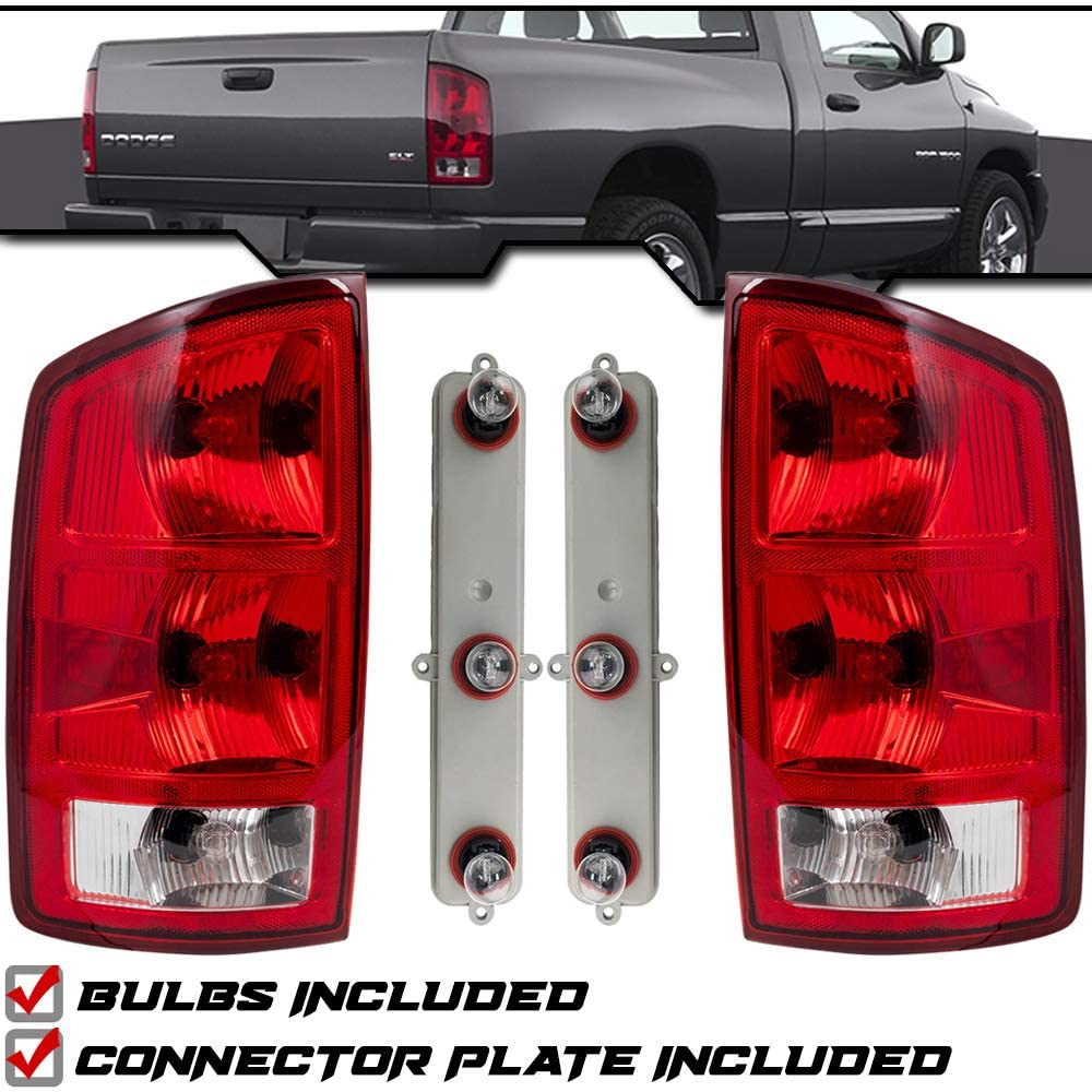 Epic Lighting Rear Brake Tail Lights W/Bulbs & Circuit Board Assembly Replacement For Dodge Ram 02-06 1500 03-06 2500 3500 Pickup [ Ch2800147 55077347Af Ch2801147 55077348Af ] Pair