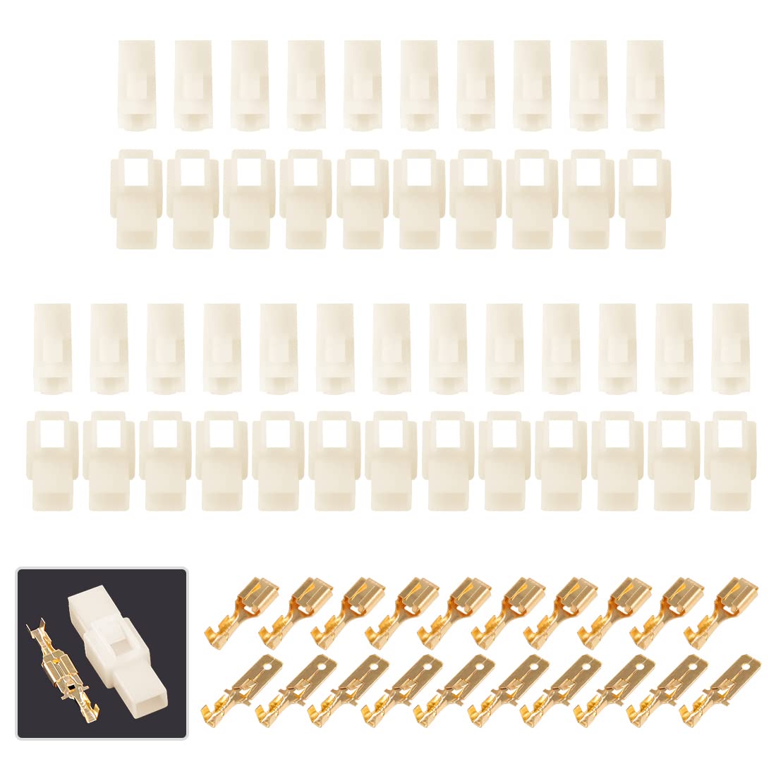 Glarks 120Pcs 6.3Mm 1 Pin Way Electrical Automotive Wire Connector Male Female Socket Plug And Terminals Kit For Motorcycle, Bik