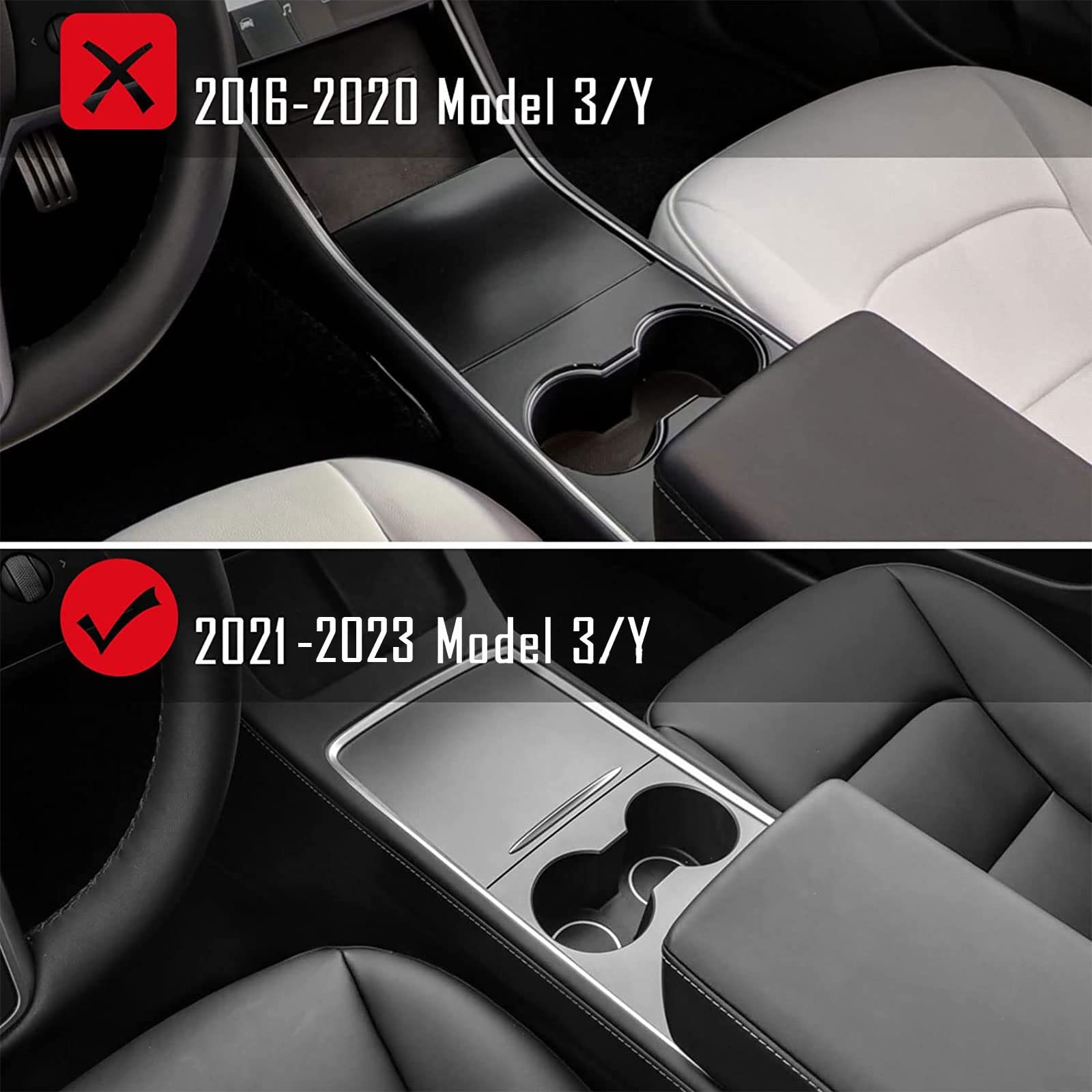 Neepiar 4Pcs Center Console Organizer Compatible With 2023 2022 2021 Tesla Model 3 2021-2024 Model Y Armrest Hidden Cubby Drawer