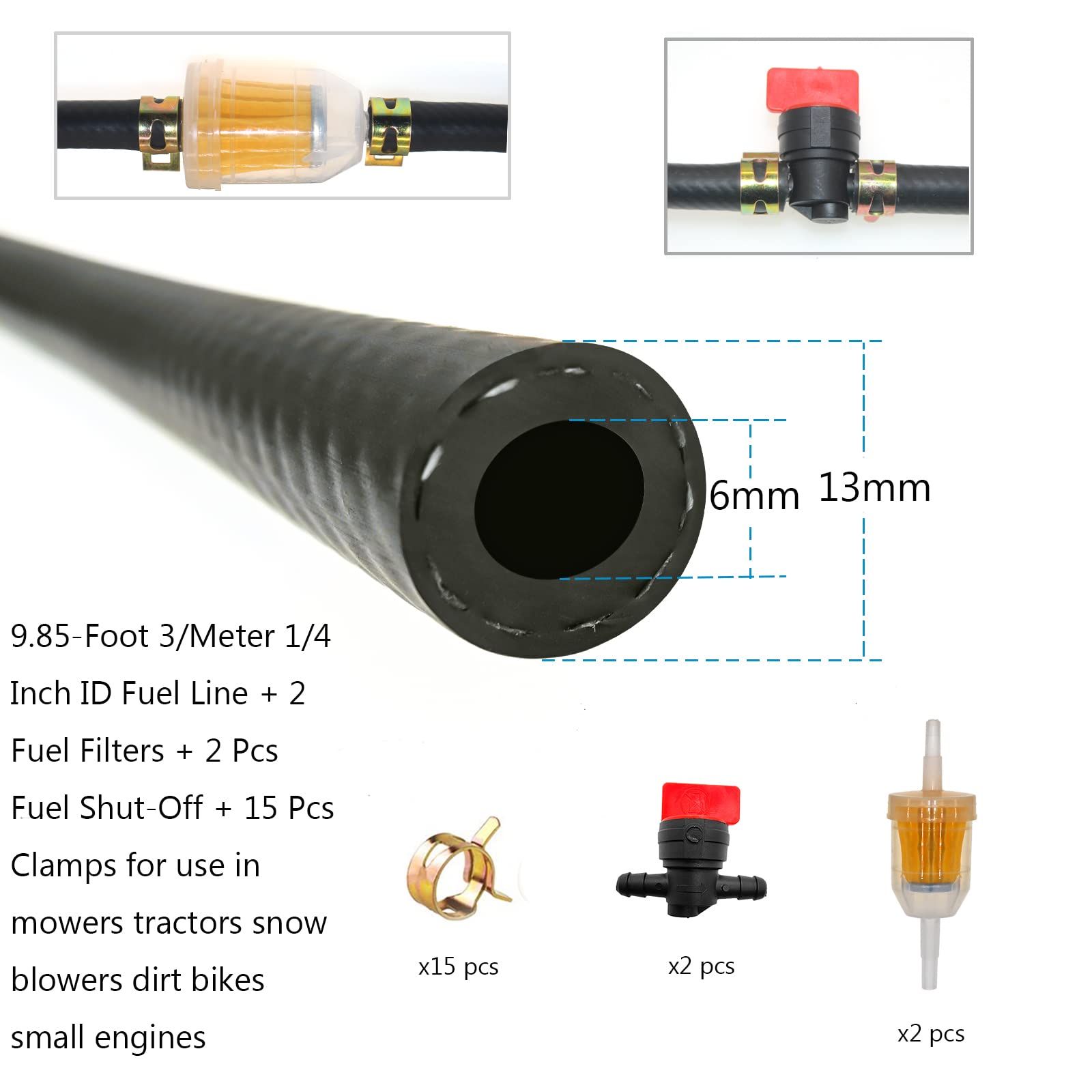 1/4 Id Fuel Line Nbr 10Ft 1/4 Inch Fuel Line Hose 4An 6Mm For Small Engines Fuel System, E85 & E10,Oils, Etc.