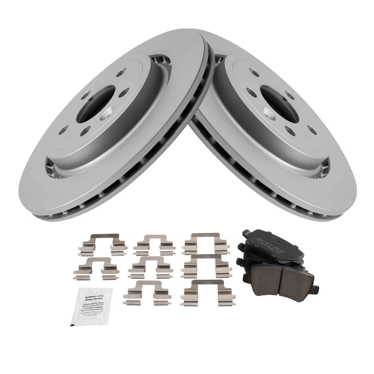 Trq Rear Brake Pad & Rotor Kit Brake Pads Brake Rotor Ceramic Premium G-Coated Compatible With 2011-2018 Volvo S60 2007-2016 S80