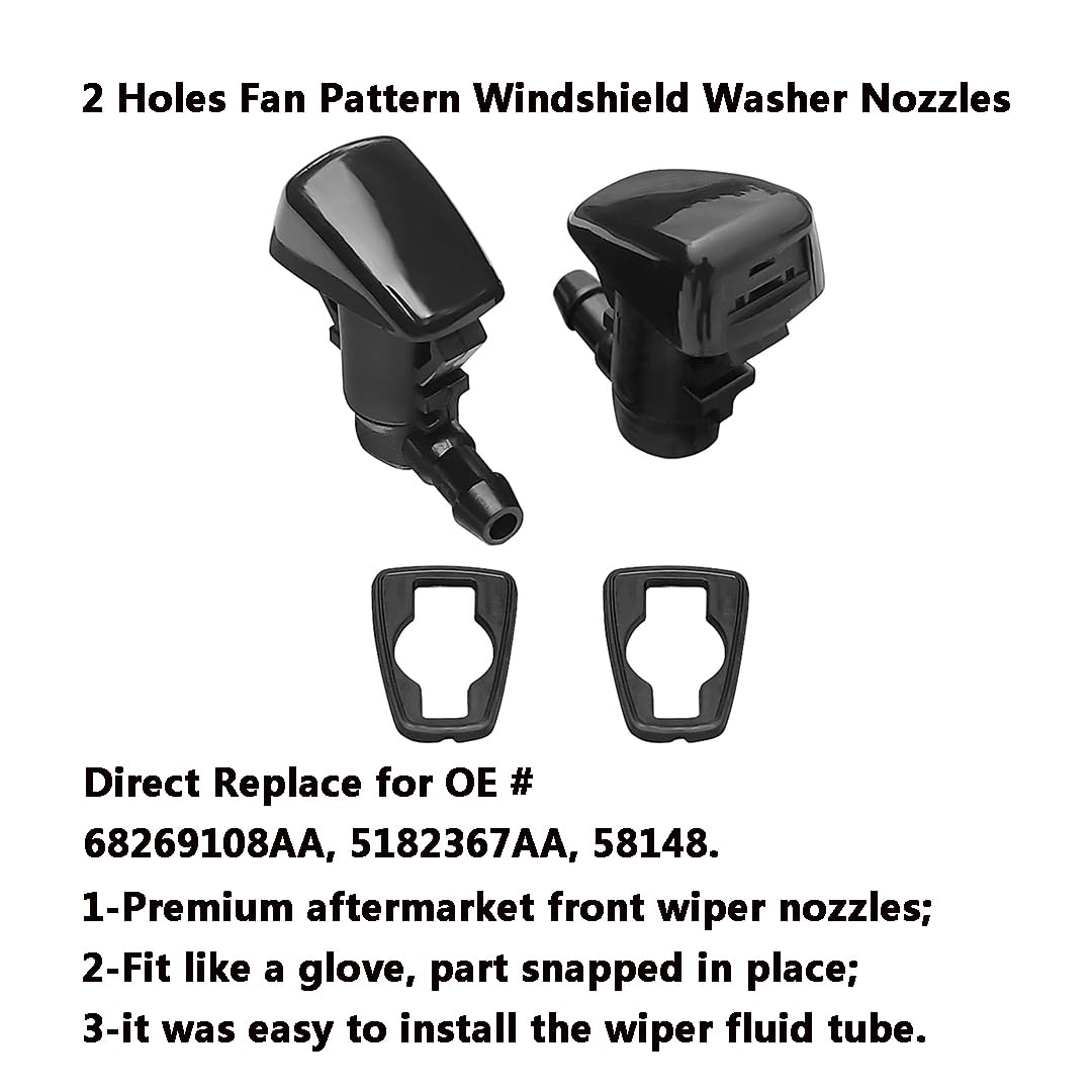 68269108Aa Durango Premium Wiper Washer Nozzles Fit For 2011-2023 Dodge Durango Wd Windshield Washer Fluid Jet Nozzle | Easy To