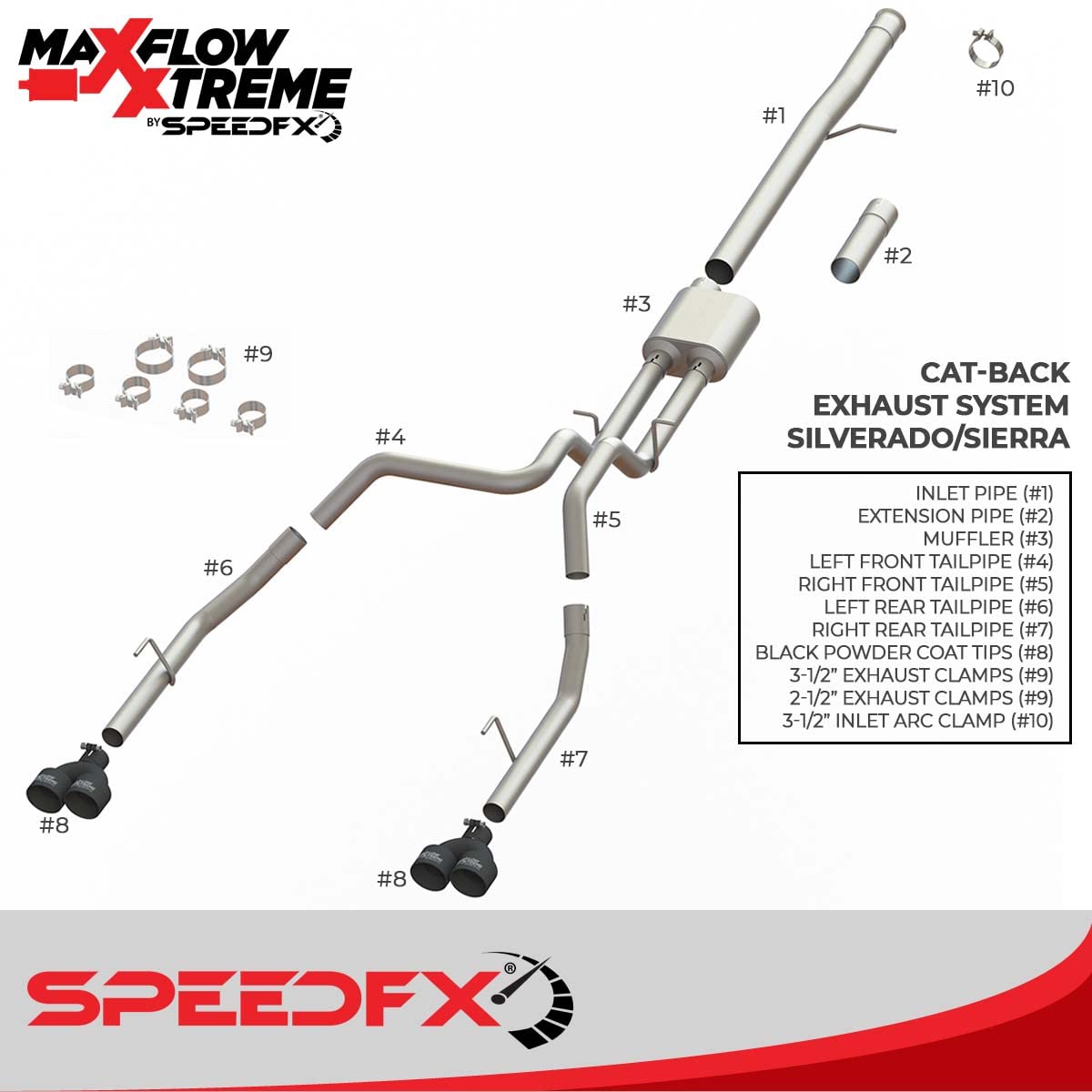 Maxflow Xtreme Cat Back Performance Exhaust System Silverado/Sierra 1500 2019, New Model & 2020-2021