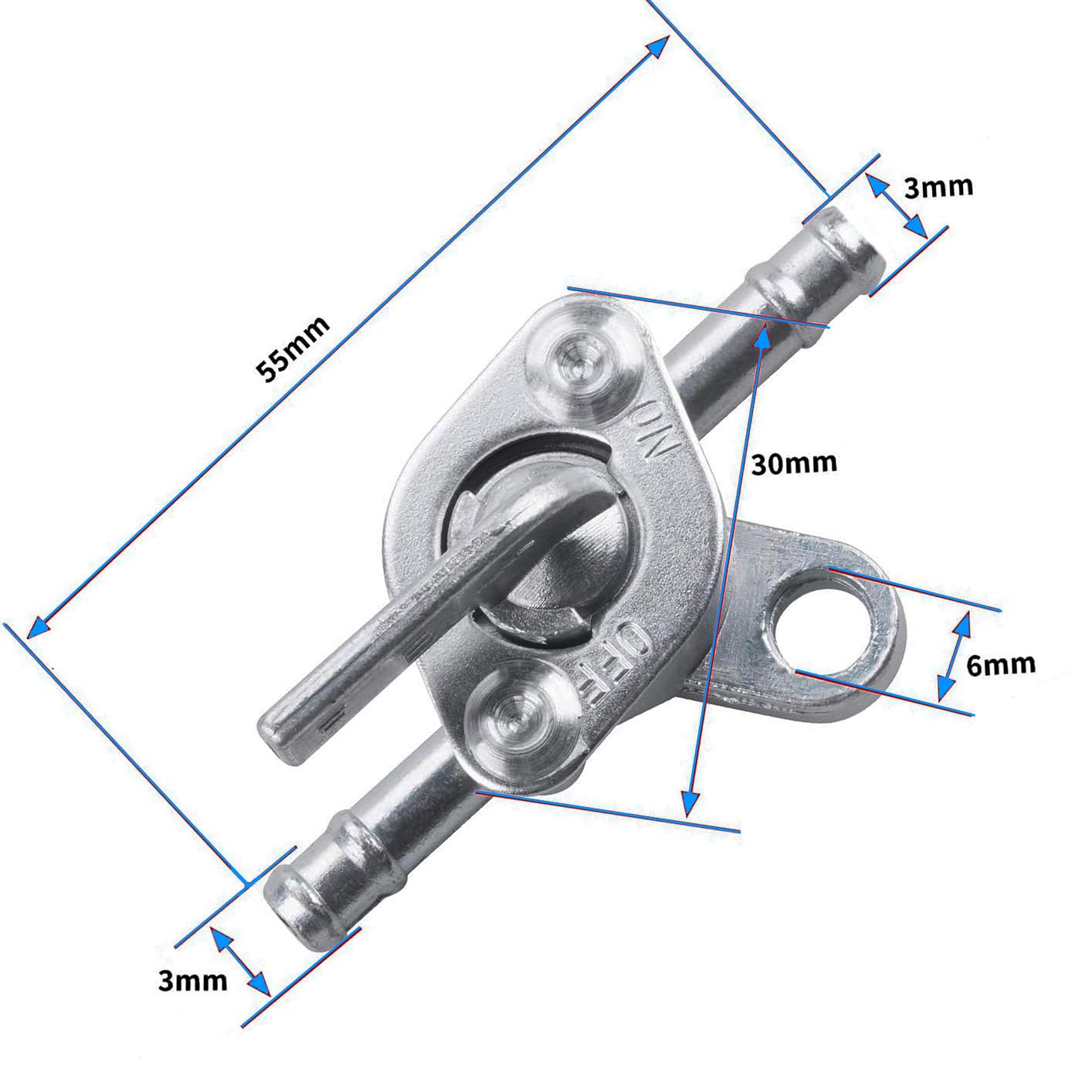Earlyred 6Mm Gas Fuel Tank Tap Valve Petcock Shut Off Switch Inline For 50Cc 70Cc 90Cc 100Cc 110Cc 125Cc Scooter Pit Quad Mini Dirt Bike Go Kart Tao Tao Atv Motorcycle 0.24 Inch 2Pcs