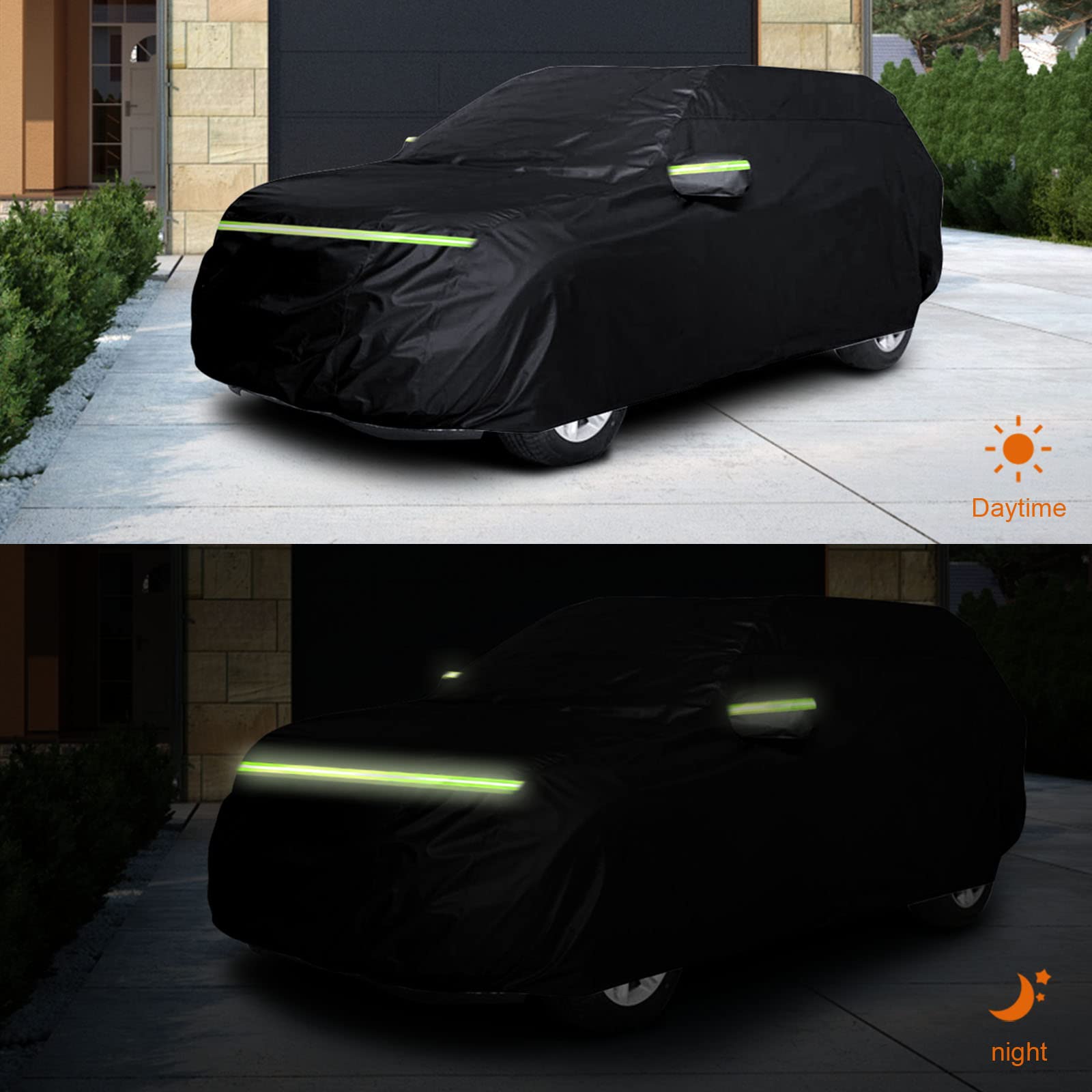 Waterproof Car Cover Compatible with Toyota 4Runner 2002-2020 2021 2022 2023, 210T Car Covers with Zipper Door Reflective Strips