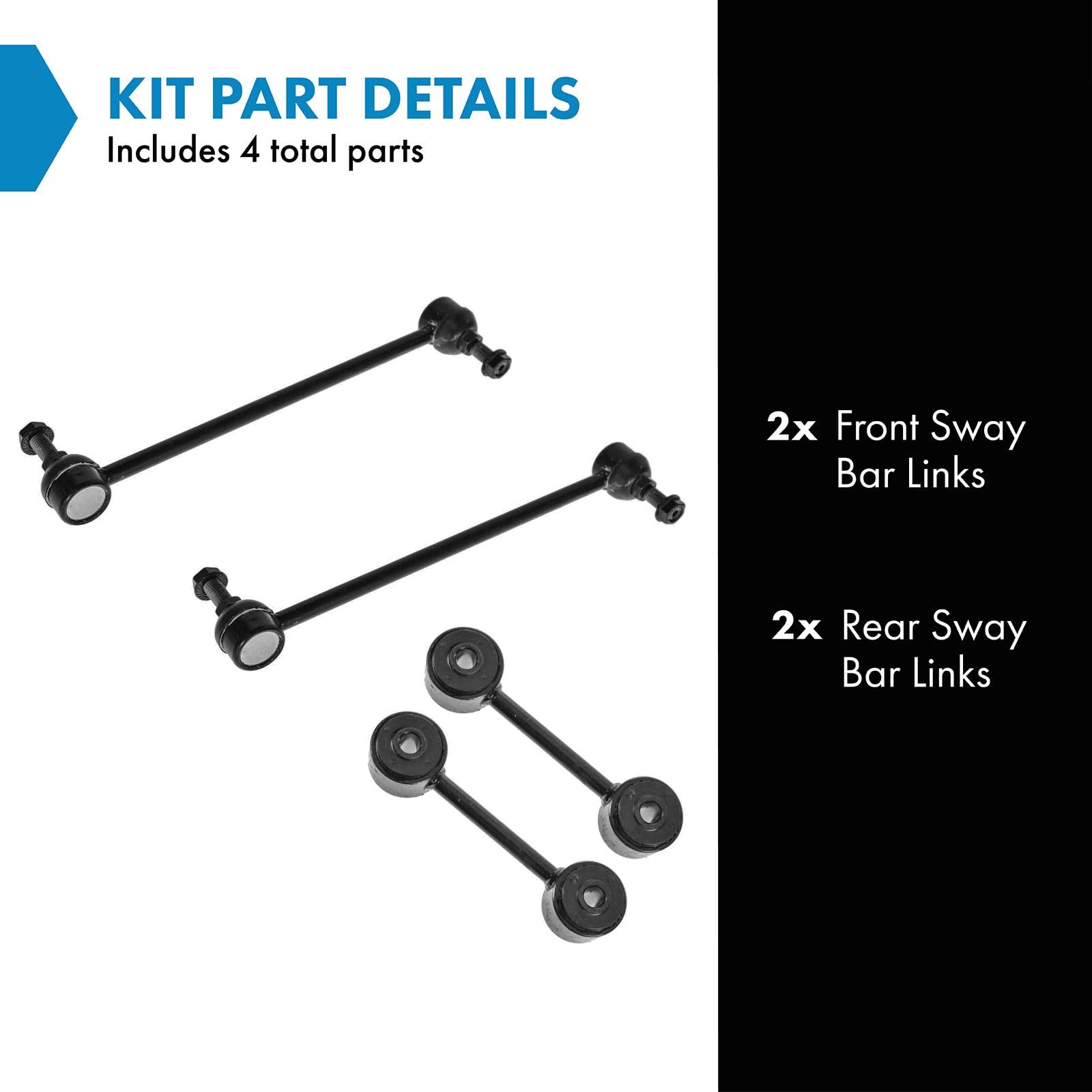 Trq Sway Bar Stabilizer Link Set Front & Rear Compatible With 1996-2007 Chrysler Town & Country 2000-2003 Voyager Dodge Caravan