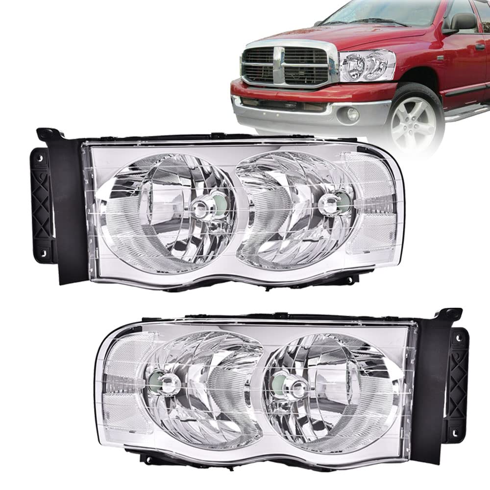 Cheda Headlights Assembly Compatible With 2002 2003 2004 2005 Dodge Ram 1500 2003-2005 Dodge Ram 2500 3500 Headlight Lamps(Clear