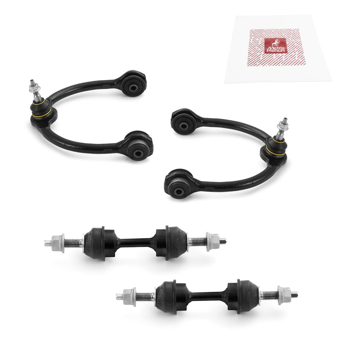 Metrix Premium Chassis Parts - 4 Pc Front L/R Upper Control Arm & Front Sway Bar Stabilizer End Link Kit Fits 09 Ford F-150 Rwd,