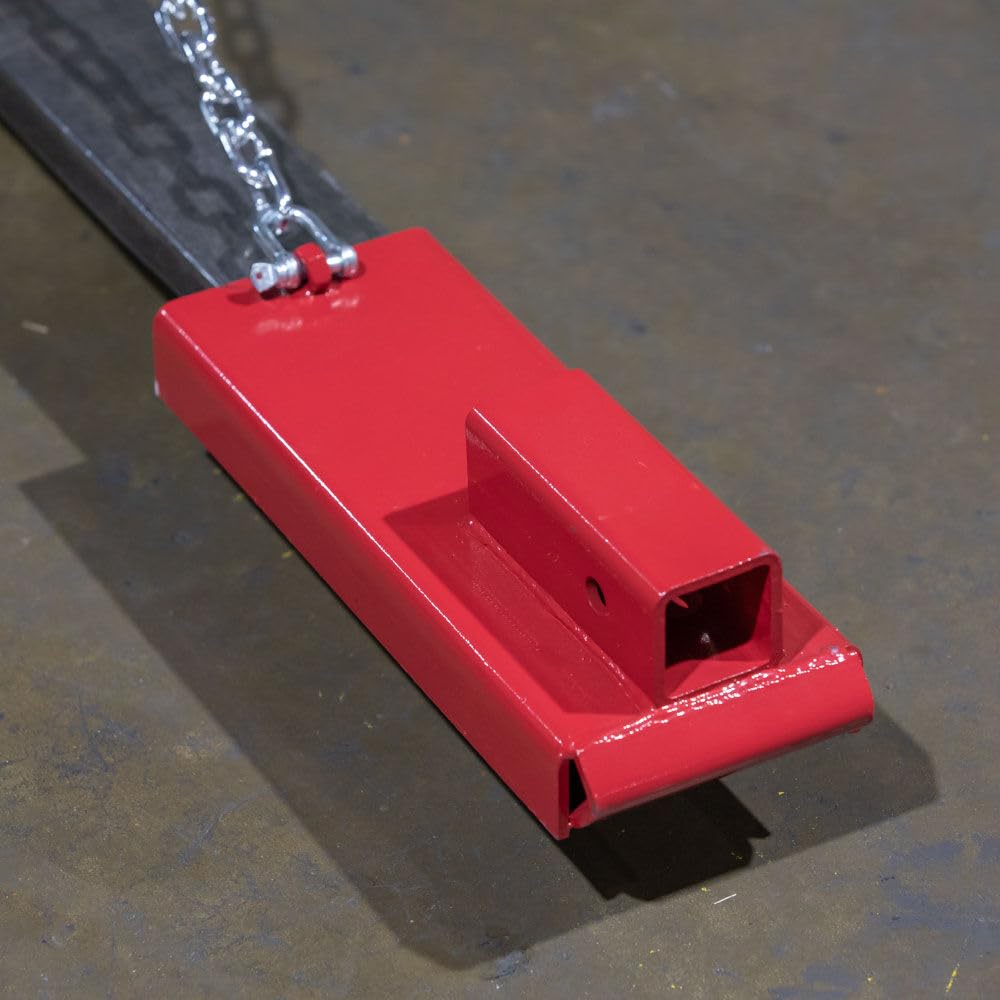Titan Attachments Single Forklift 2'' Hitch Receiver, Pallet Fork Blade Insert, Fork Mounted Trailer Towing Adapter With Safety