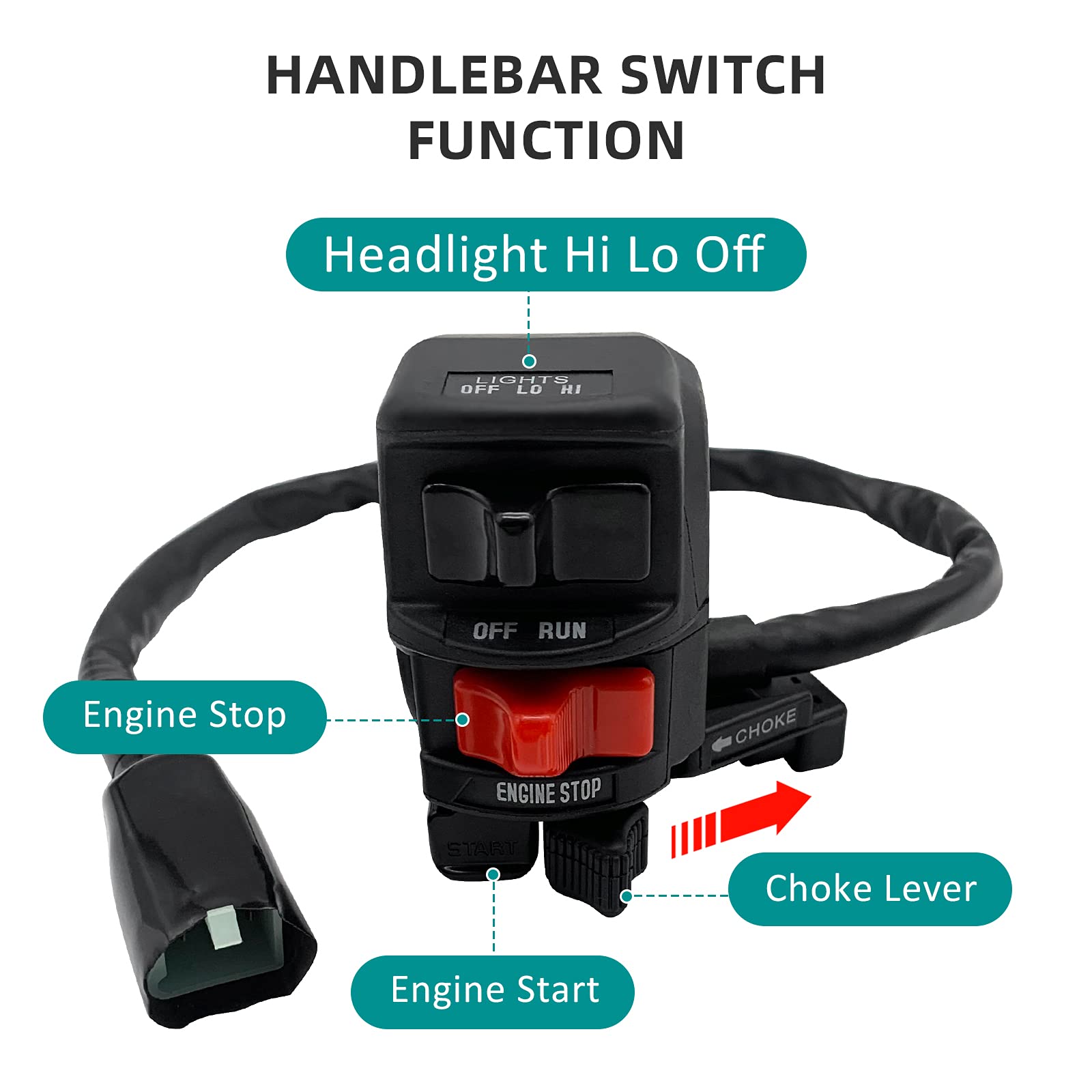 Handlebar Switch Engine Start Stop Run Off Headlight For Kawasaki Bayou 300 Klf300 Bayou 400 Klf400 Lakota 300 Kef300 Prairie 400 Kvf400 (Oem# 46091-1462)