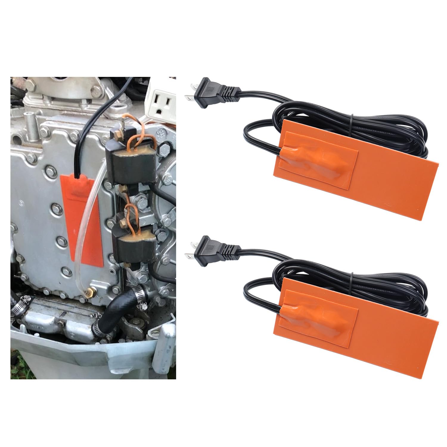 2 x 5in Car Engine Silicone Pad Heater - Self-Adhesive, 2Pcs Oil Pan Heater Pad Car Truck Oil Pan Heater Pad for Metal Surface w