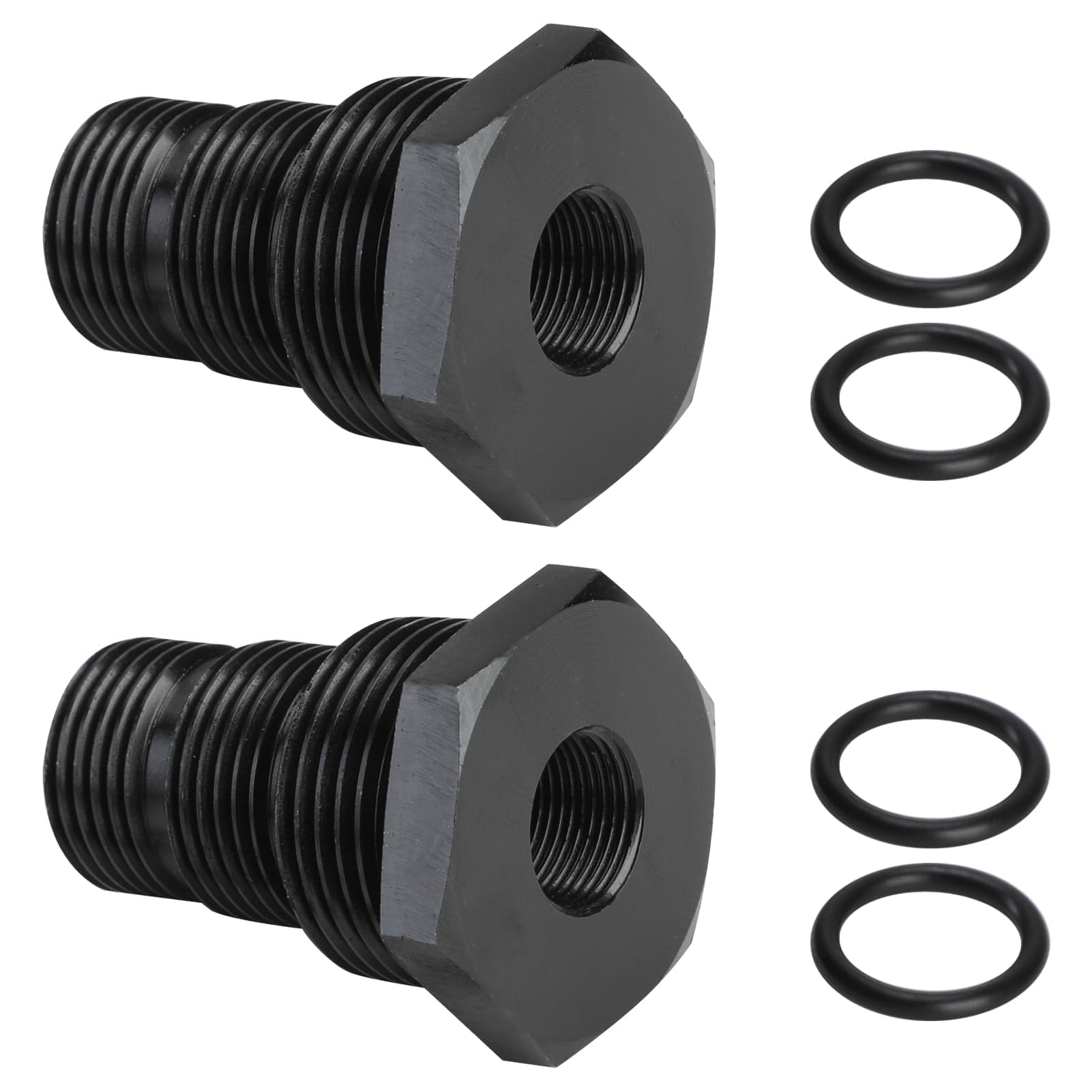 2Pcs Oil Filter Adapter, Lightweight 1/2-28 Thread Adapter Aluminum, 1/2-28 Female To 3/4-16 13/16-16 3/4 Npt Male Hose Adapter Reducer Fitting Connector, Black Anodized Finish, Corrosion Resistance