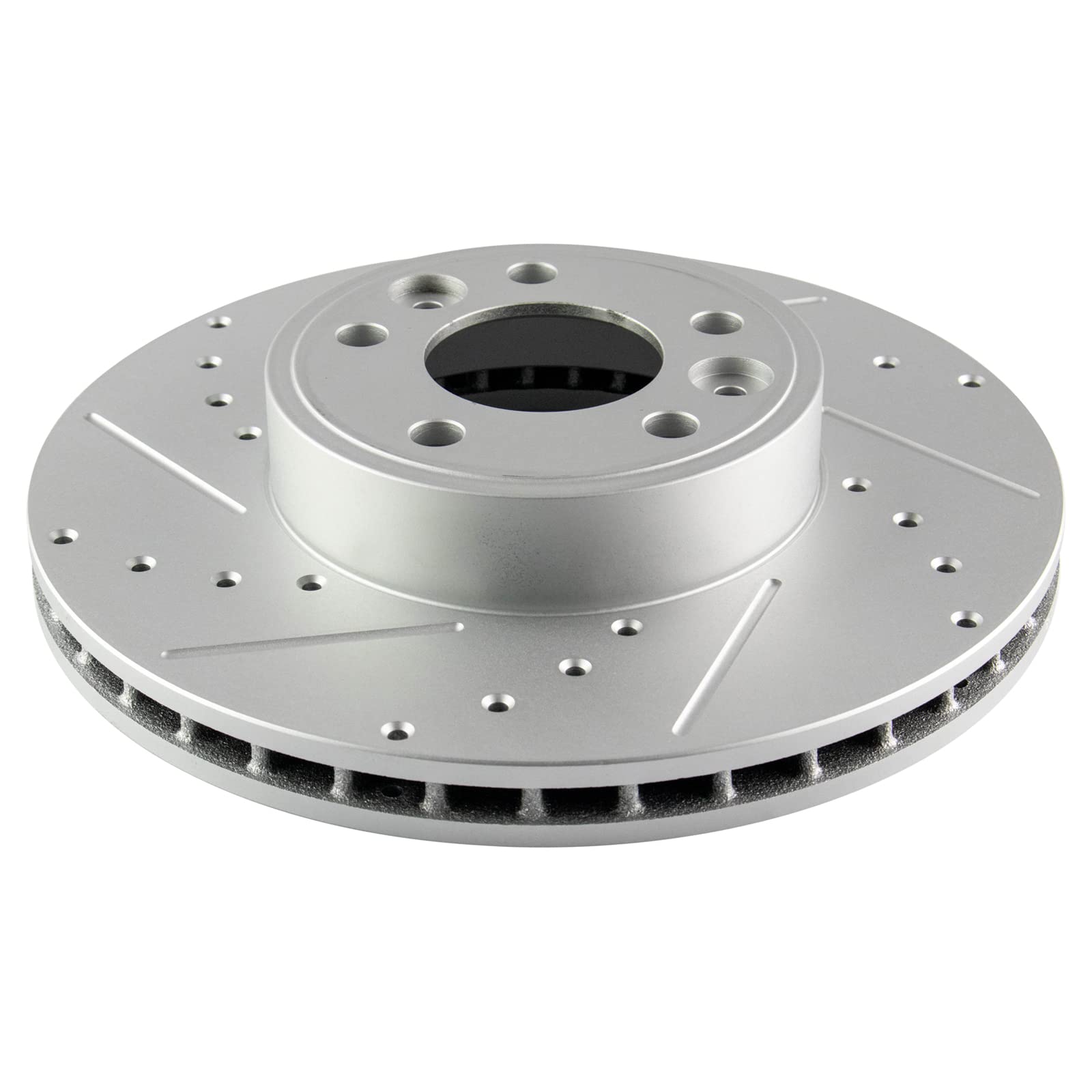 Trq Brake Rotors Set Performance Premium G-Coated Slotted X Drilled Front Driver & Passenger Side Compatible With 1998-2002 Ford