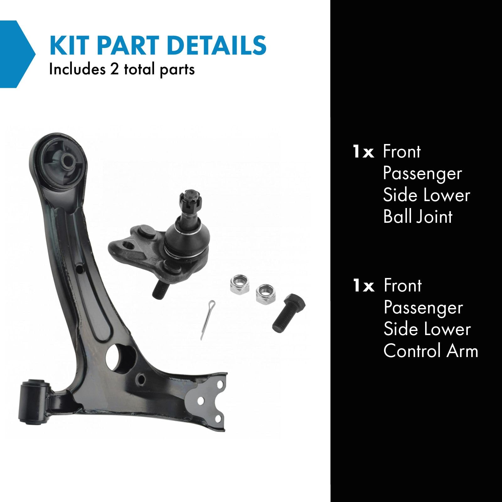 Trq Front Right Lower Control Arm With Ball Joint Passenger Side Compatible With 2000-2005 Toyota Celica 2003-2008 Corolla