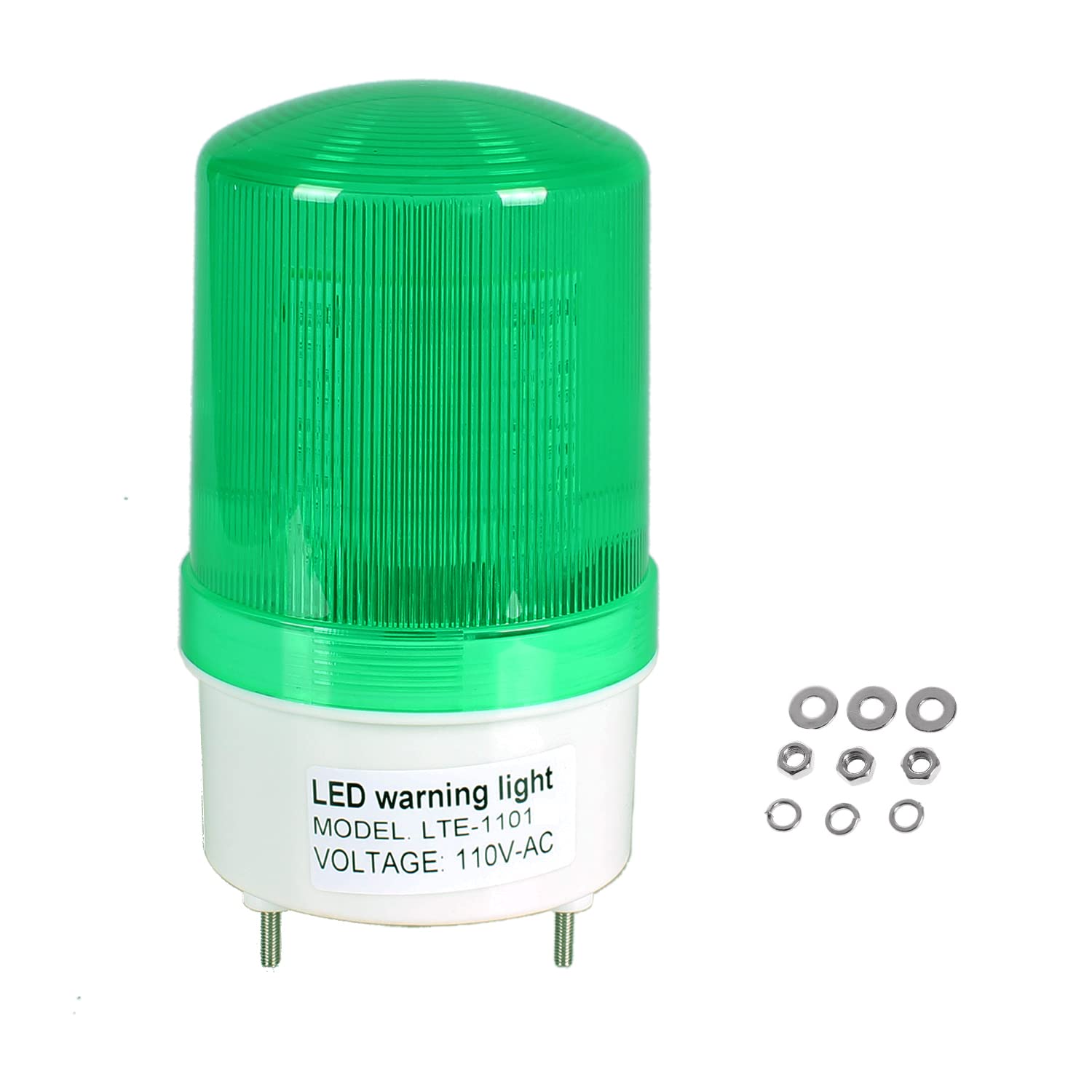 Industrial Led Rotating Strobe Beacon Warning Lights, Electrical Revolving Signal Lights For Emergency, 110V Ac, Green, No Buzze
