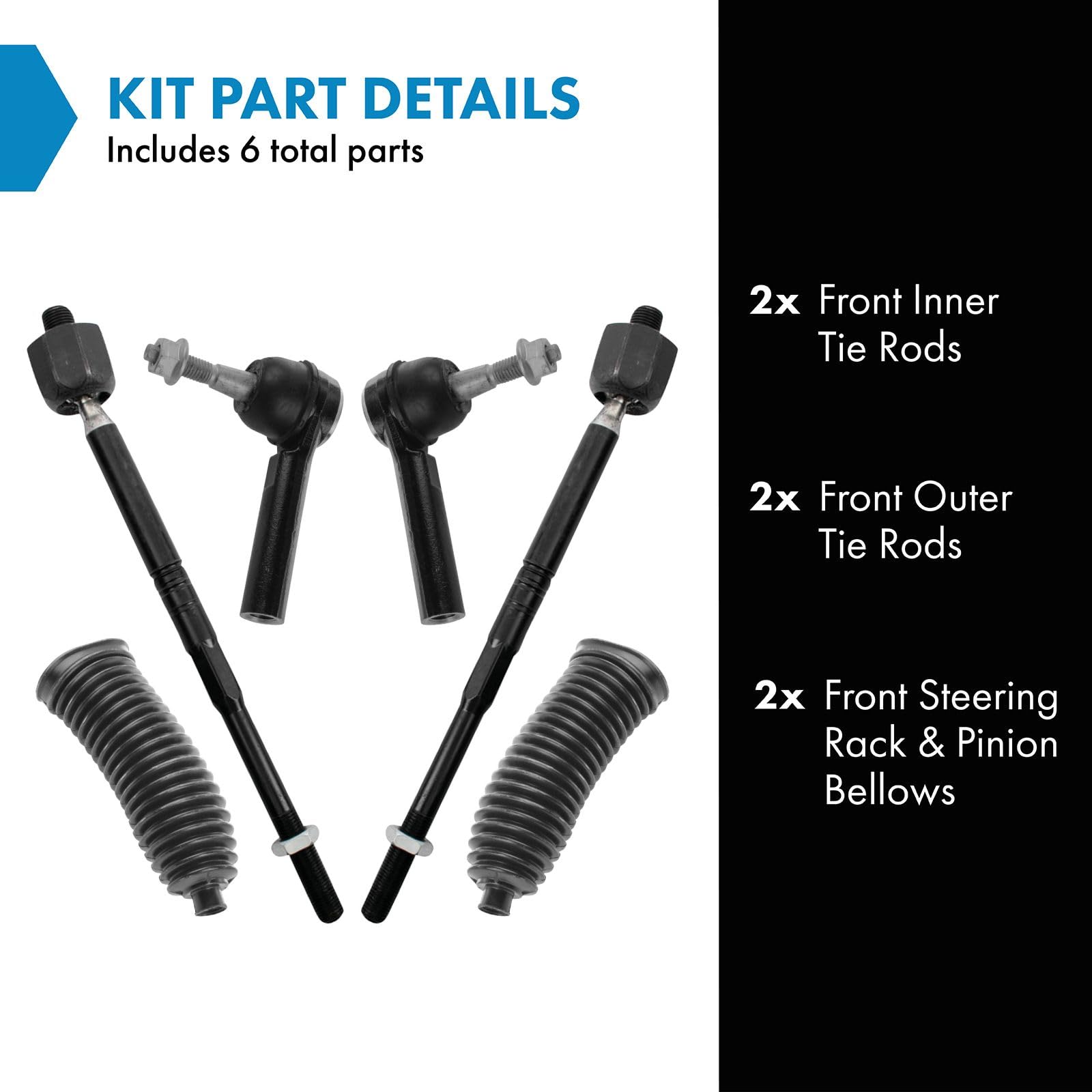 Trq Front Steering Kit Steering Rack & Pinion Bellow Tie Rod Compatible With 2017-2020 Buick Envision 2018-2021 Chevrolet Equino