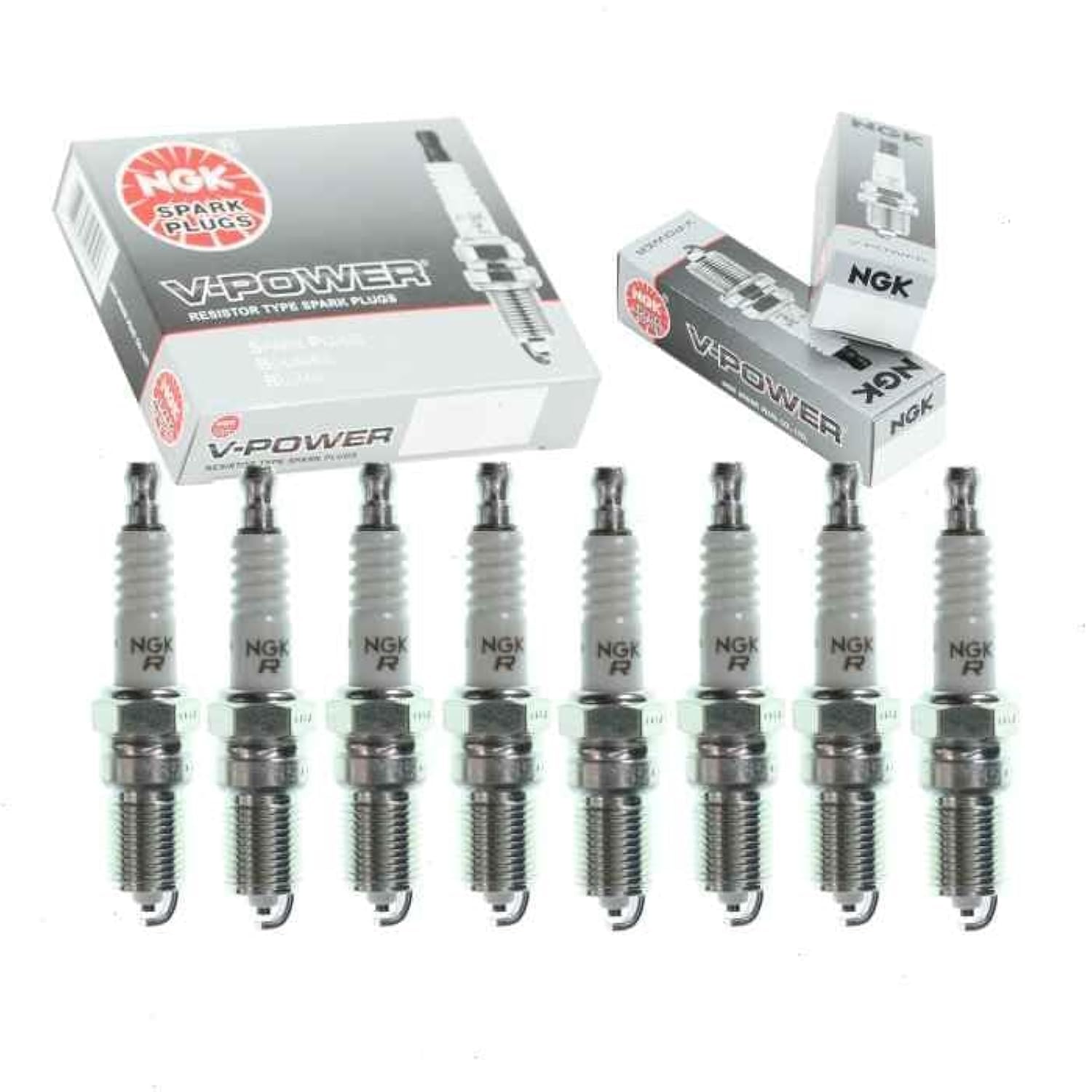 8 pc NGK V-Power Spark Plugs compatible with Chevrolet Tahoe 4.8L 5.3L 5.7L 6.0L 6.2L V8 1998-2014