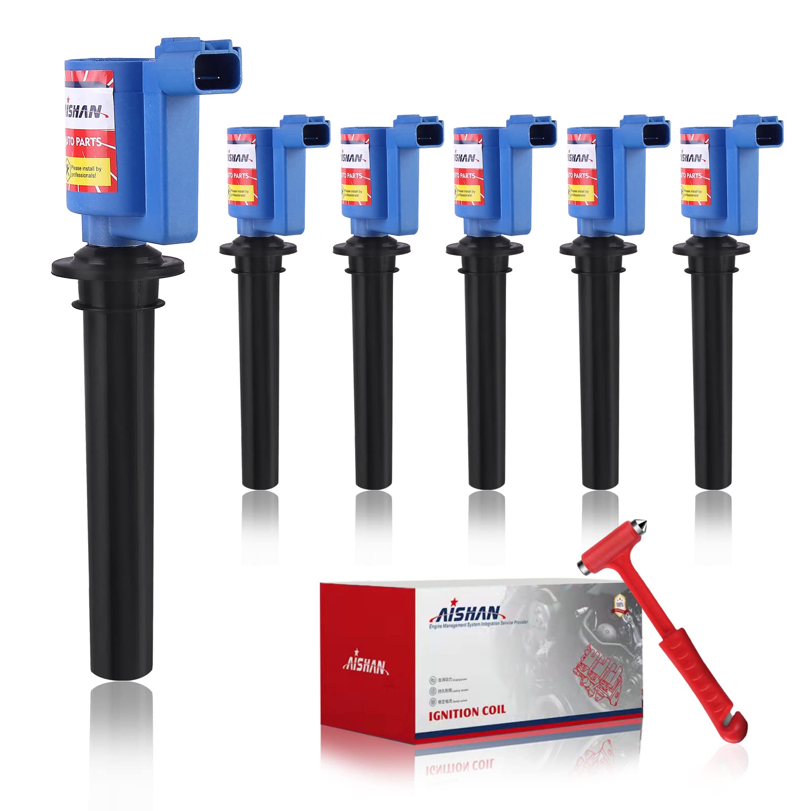 Aishan Set Of 6 Ignition Coil Pack Compatible With Ford Taurus Escape, For Mazda 6 Tribute, For Mercury Mariner Montego Sable V6