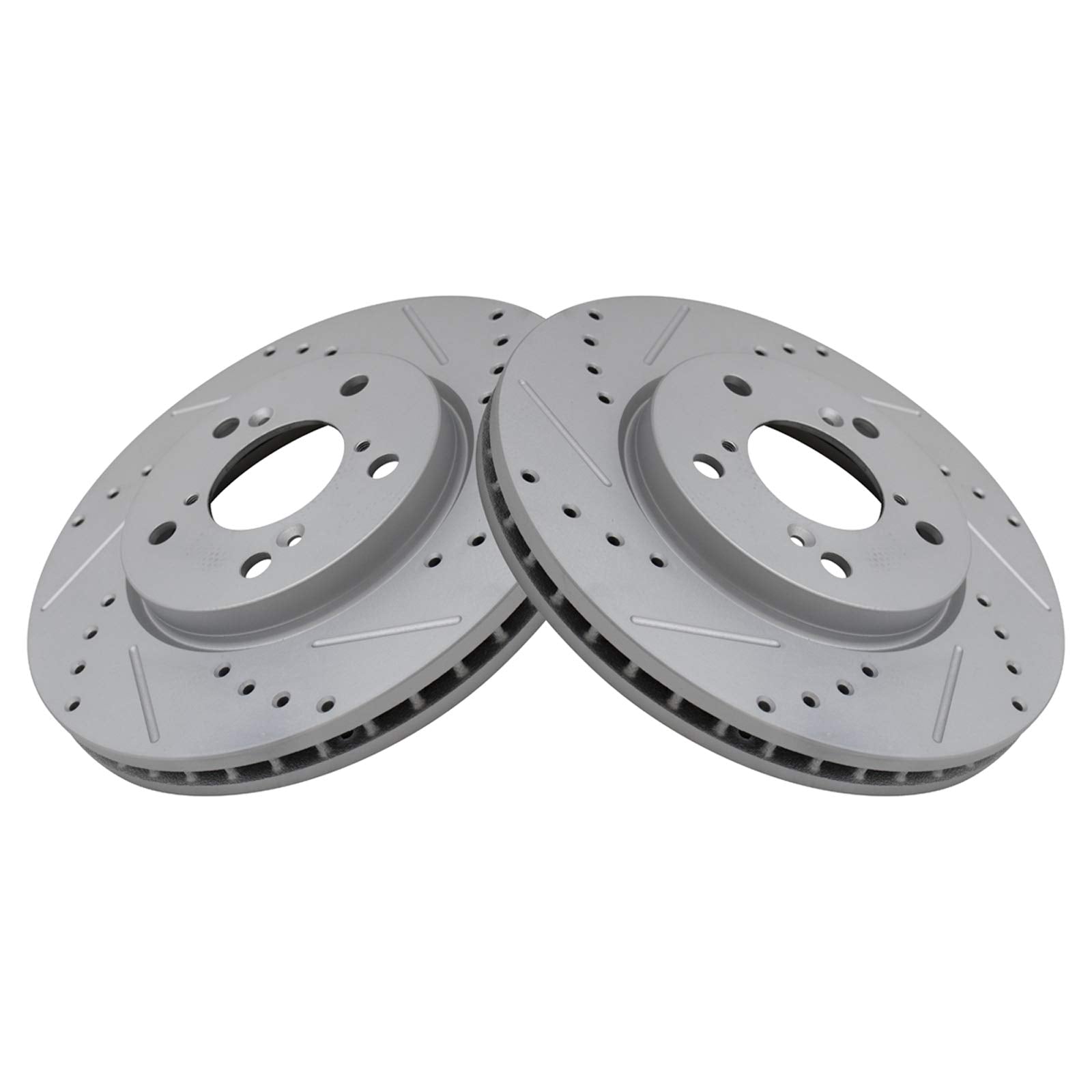 Trq Front Performance Brake Rotors Set Premium G-Coated Cross Drilled & Slotted Compatible With 2005-2010 Honda Odyssey