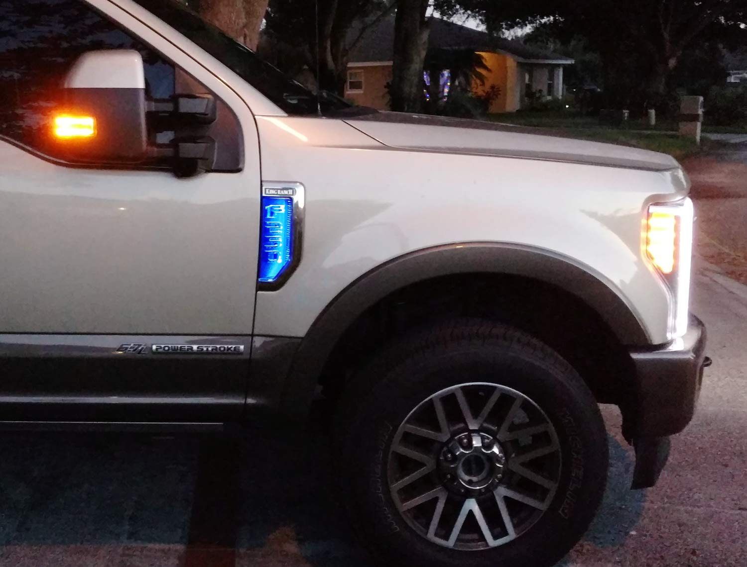 Ijdmtoy Ultra Blue Led Background Illumination Kit Compatible With 2017-2021 Ford F250 F350 F450 Super Duty Side Fender Chrome E