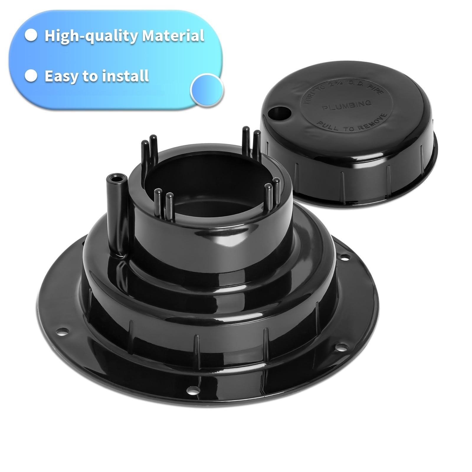Luxlead Rv Plumbing Vent Caps - Camper Vent Cap Replacement Kit For 1 To 2 3/8 Inch Pipe - Black (2 Pack)