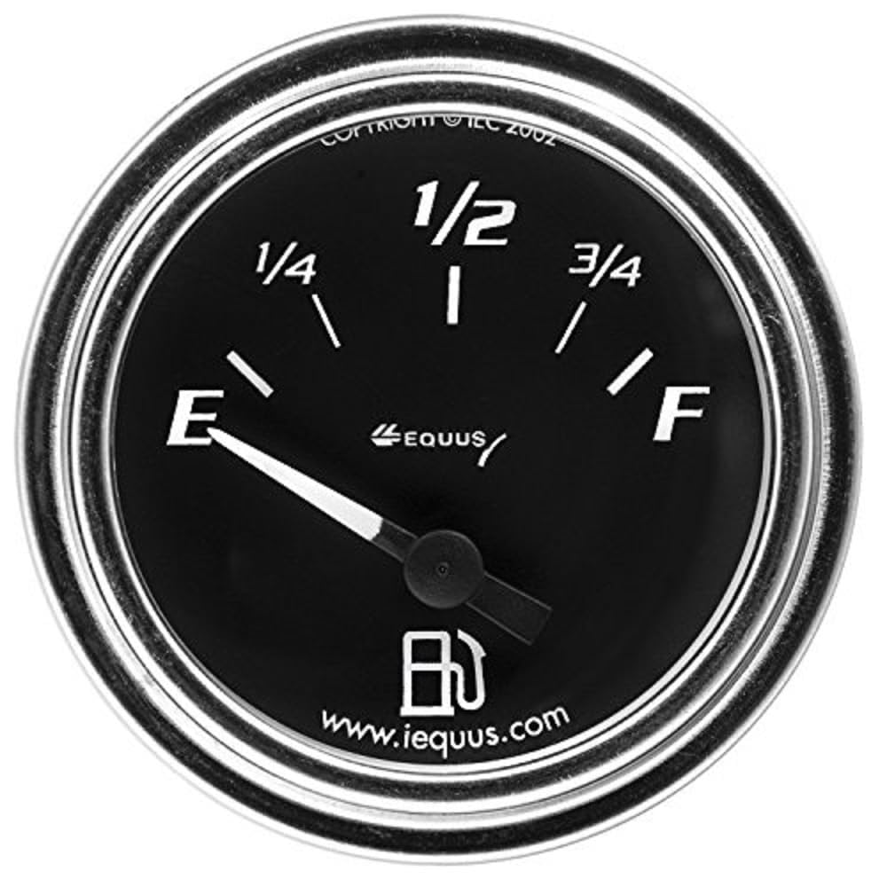 Equus 7362 2 Fuel Level Gauge, Chrome with Black Dial