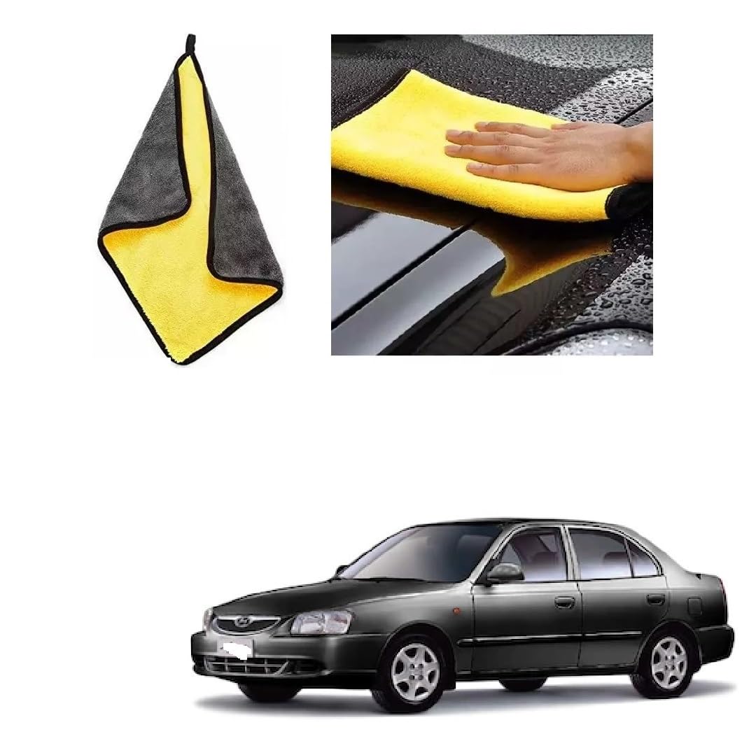 Car Cleaning and DetailingDual Sided Microfiber Cloth 600 GSM 40cm x 40cm (Pack of 2) Suitable for Accent