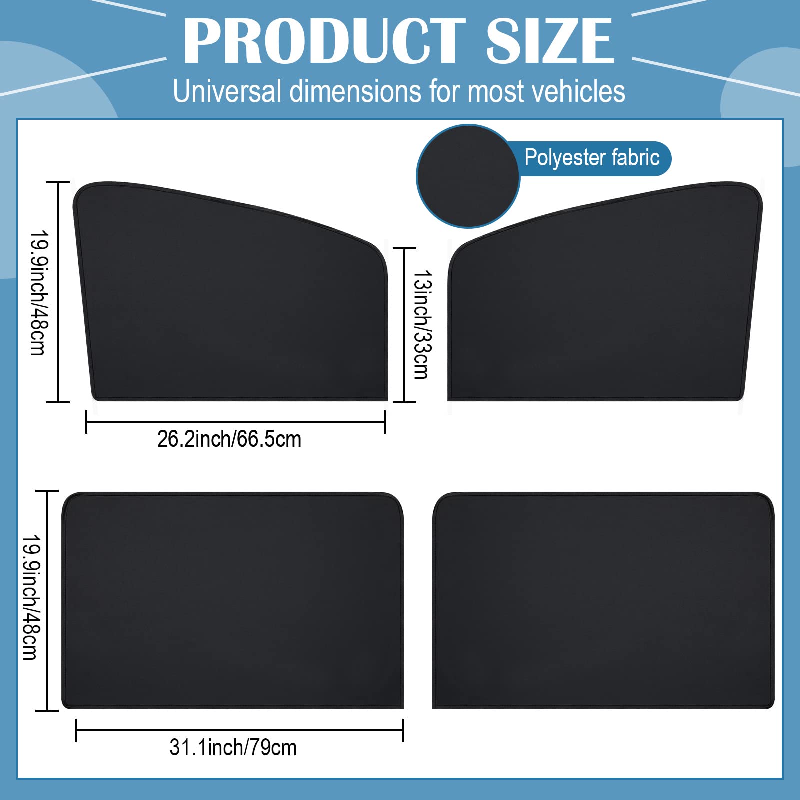 Tallew 4 Pieces Privacy Car Window Sun Shades Magnetic Blackout Car Window Covers Car Curtains/Covers Automotive Window Sunshades For Sleeping Family Baby Kids