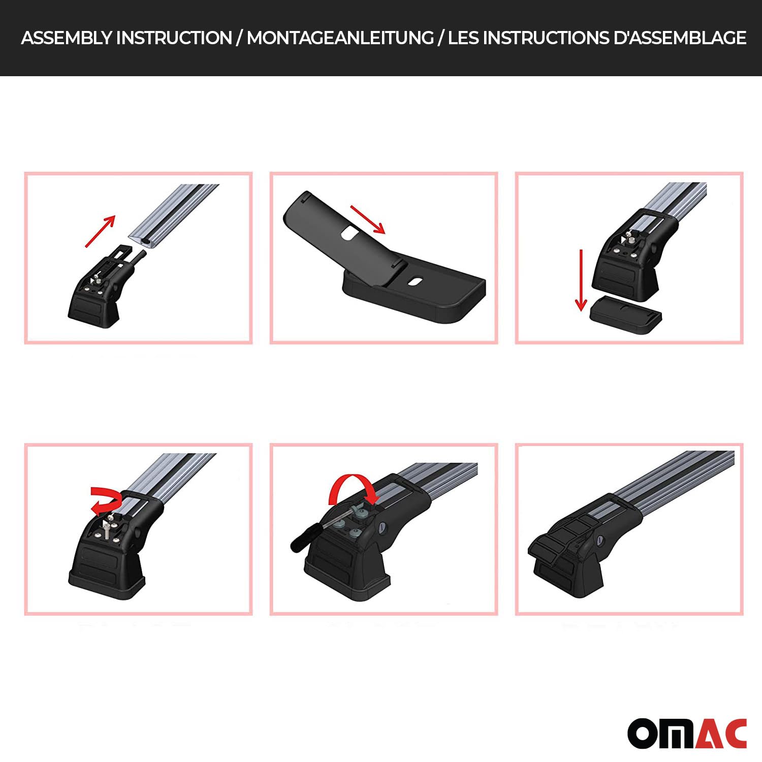 Omac Roof Rack Cross Bars Carrier Aluminium Fits Mazda 3 Sedan 2010-2013 Black 2 Pcs Anti-Theft For Travel Kayak Canoe Surf Ski Snowboard Camping